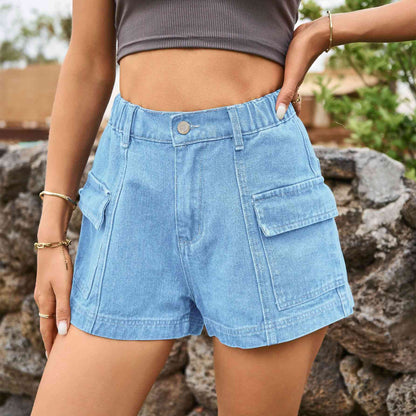 High-Waist Ladies Denim Shorts - Premium Ladies shorts -  Follower Of Faith Apparel Ladies Shorts, Manny, Sale, Ship From Overseas, Shipping delay January 30 - February 17, womens apparel, Womens bottoms, Womens shorts Shop our Christian T-Shirts & Apparel