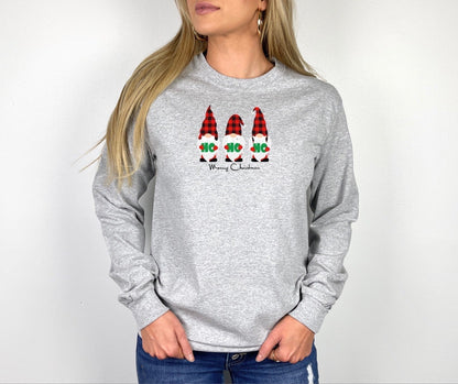 Ho Ho Ho Merry Christmas Ladies Long Sleeve Tee - Premium Long-sleeve -  Follower Of Faith Apparel Christmas apparel, Crew neck, Gnomes Christmas tee, Ho Ho Ho gnomes, Ho Ho Ho t shirt, Holiday apparel, Ladies long sleeve tee, Long sleeve Christmas shirt, Long Sleeves, Regular fit Shop our Christian T-Shirts & Apparel