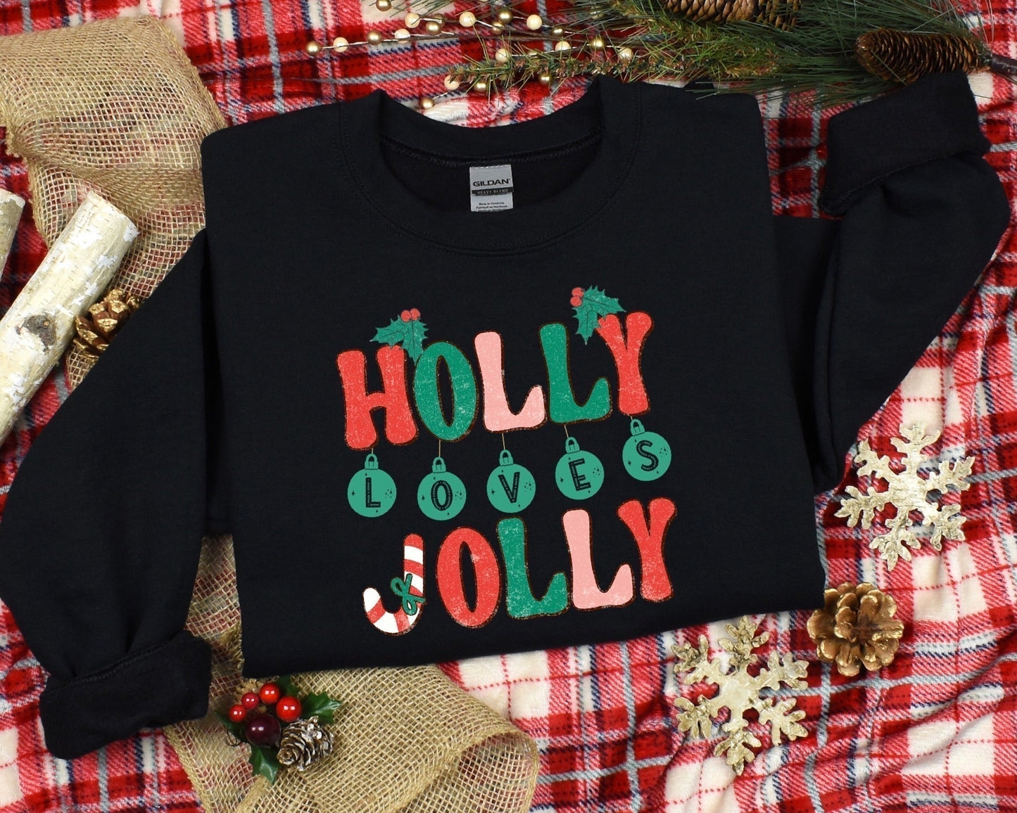 Holly Loves Jolly Christmas Ladies Sweatshirt - Premium Sweatshirt -  Follower Of Faith Apparel Christmas apparel, Christmas clothing, Crew neck, DTG, Holiday cheer, Holiday clothing for ladies, Holly loves jolly sweatshirt, New, Oversized sweatshirt, Regular fit, Sweatshirts, Women's Clothing Shop our Christian T-Shirts & Apparel