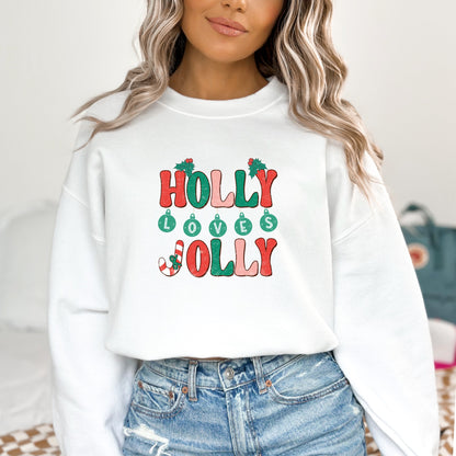 Holly Loves Jolly Christmas Ladies Sweatshirt - Premium Sweatshirt -  Follower Of Faith Apparel Christmas apparel, Christmas clothing, Crew neck, DTG, Holiday cheer, Holiday clothing for ladies, Holly loves jolly sweatshirt, New, Oversized sweatshirt, Regular fit, Sweatshirts, Women's Clothing Shop our Christian T-Shirts & Apparel