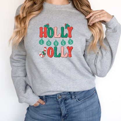 Holly Loves Jolly Christmas Ladies Sweatshirt - Premium Sweatshirt -  Follower Of Faith Apparel Christmas apparel, Christmas clothing, Crew neck, DTG, Holiday cheer, Holiday clothing for ladies, Holly loves jolly sweatshirt, New, Oversized sweatshirt, Regular fit, Sweatshirts, Women's Clothing Shop our Christian T-Shirts & Apparel