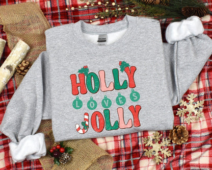 Holly Loves Jolly Christmas Ladies Sweatshirt - Premium Sweatshirt -  Follower Of Faith Apparel Christmas apparel, Christmas clothing, Crew neck, DTG, Holiday cheer, Holiday clothing for ladies, Holly loves jolly sweatshirt, New, Oversized sweatshirt, Regular fit, Sweatshirts, Women's Clothing Shop our Christian T-Shirts & Apparel