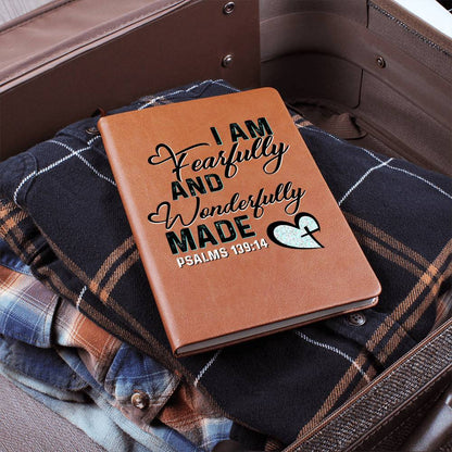 I Am Fearfully And Wonderfully Made Psalms 139.19 Leather Journal - Premium Christian Journal -  Follower Of Faith Apparel Christian journal, Christian Leather Journal, I am fearfully and wonderfully made journal, L10103, new, Psalms 139:14, PT-2644, USER-251599 Shop our Christian T-Shirts & Apparel