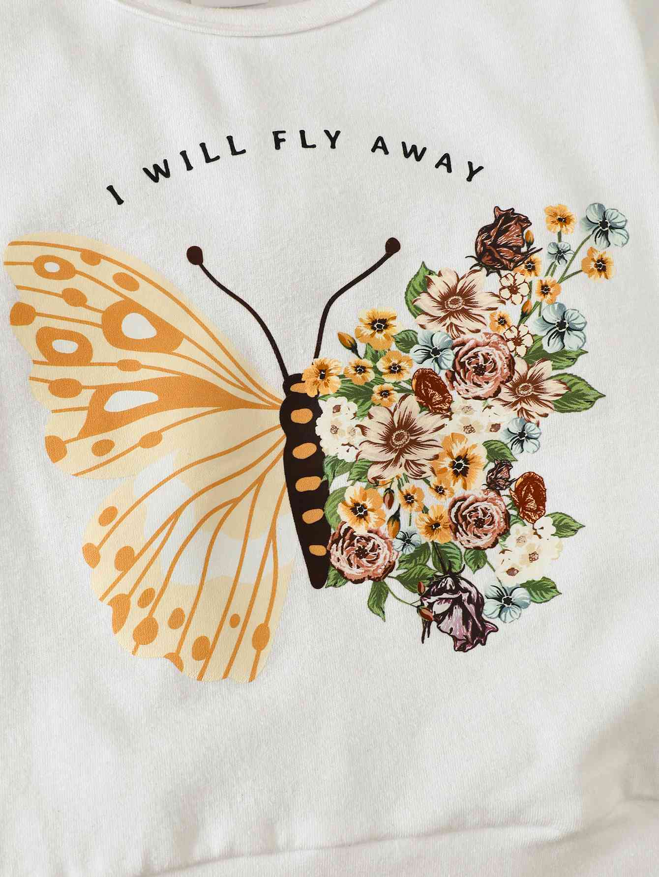 I Will FLY AWAY Butterfly Graphic Tee and Floral Print Flare Pants Kit (12-18 months up to 3T) - Premium Toddler Set -  Follower Of Faith Apparel Kids, Kids sets, Kids' Clothing, M.B, Ship From Overseas, Toddler, Toddler sets, Toddler top and bottom Shop our Christian T-Shirts & Apparel