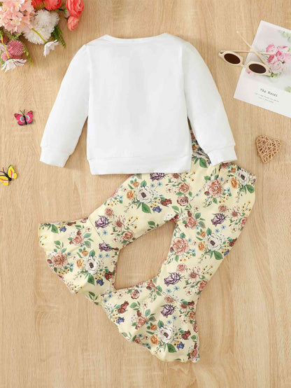 I Will FLY AWAY Butterfly Graphic Tee and Floral Print Flare Pants Kit (12-18 months up to 3T) - Premium Toddler Set -  Follower Of Faith Apparel Kids, Kids sets, Kids' Clothing, M.B, Ship From Overseas, Toddler, Toddler sets, Toddler top and bottom Shop our Christian T-Shirts & Apparel