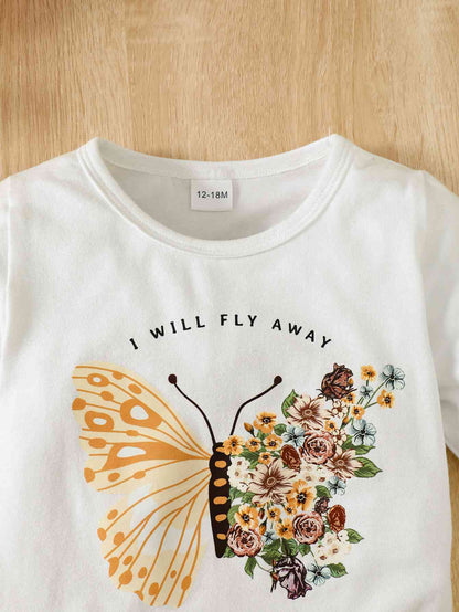 I Will FLY AWAY Butterfly Graphic Tee and Floral Print Flare Pants Kit (12-18 months up to 3T) - Premium Toddler Set -  Follower Of Faith Apparel Kids, Kids sets, Kids' Clothing, M.B, Ship From Overseas, Toddler, Toddler sets, Toddler top and bottom Shop our Christian T-Shirts & Apparel