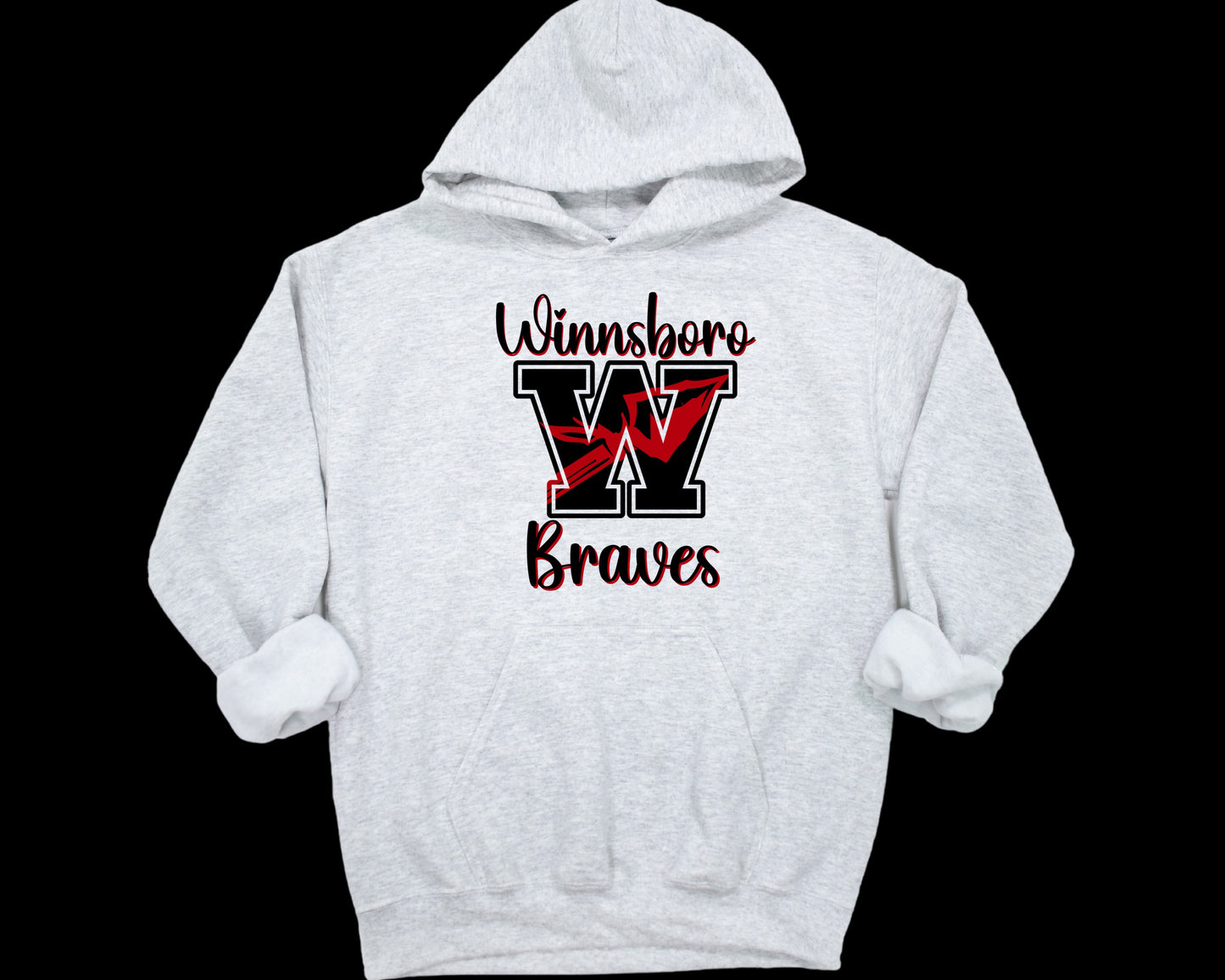 Winnsboro Braves Hoodie - Follower Of Faith Apparel Ash-S