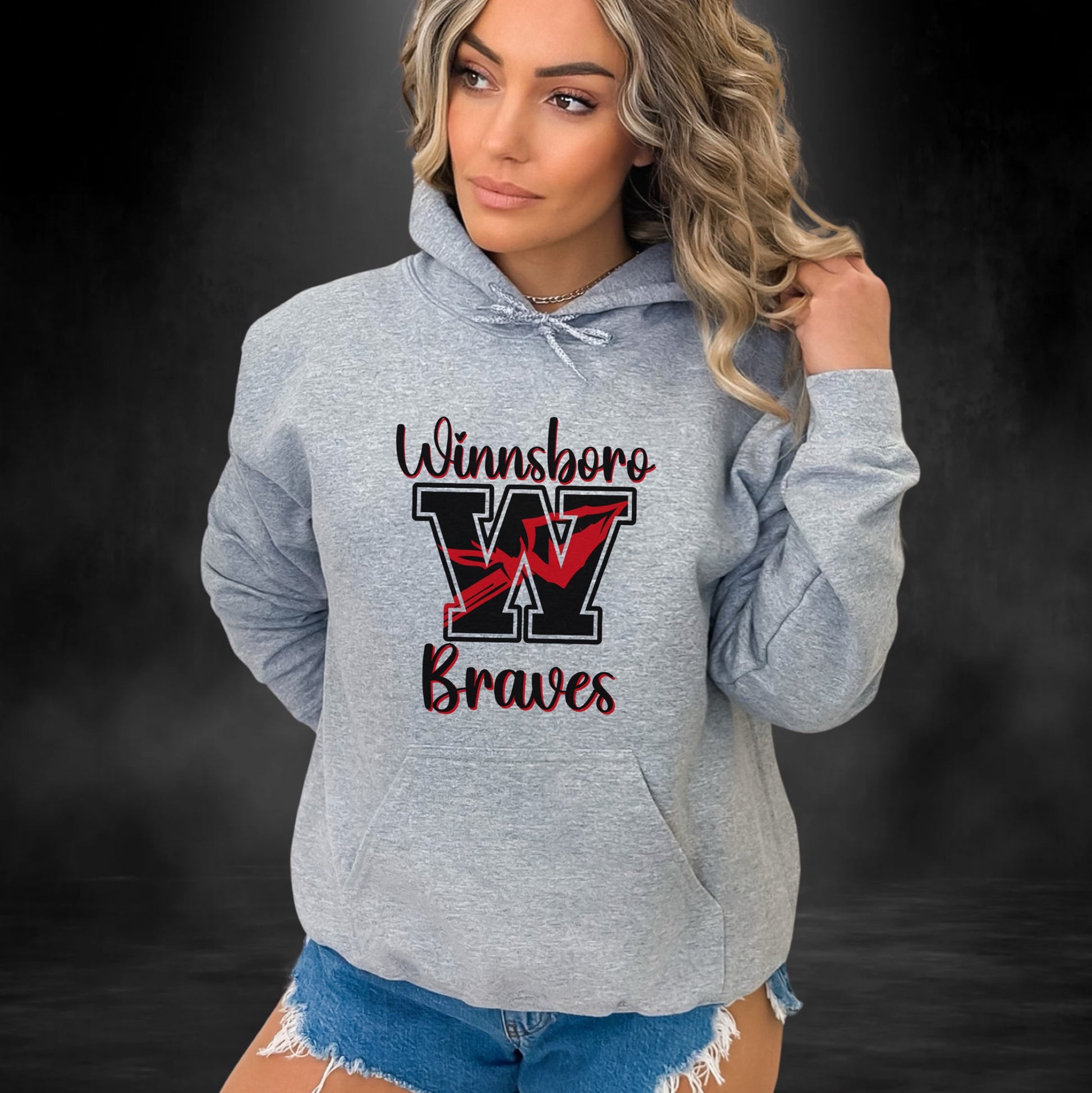 Winnsboro Braves Hoodie - Follower Of Faith Apparel Sport-Grey-M