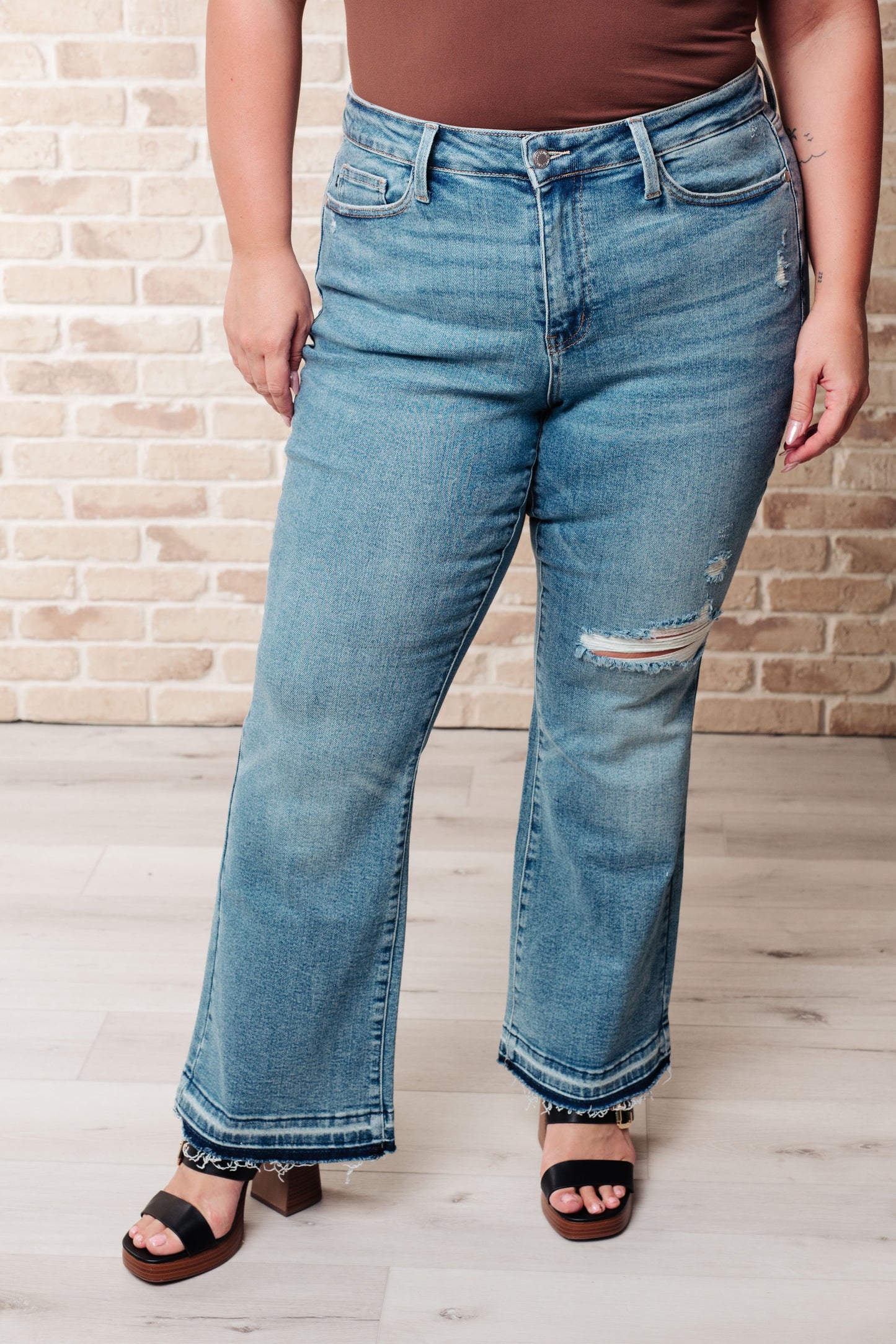 Judy Blue Mid Rise Destroyed Hem Distressed Jeans - Premium Ladies jeans -  Follower Of Faith Apparel Fast delivery, fast shipping, JB Judy Blue, Judy Blue, Judy blue best seller, Judy blue mid rise jeans, Judy blue midrise, new arrival, new arrivals, On sale, Sale, Ship from USA Shop our Christian T-Shirts & Apparel