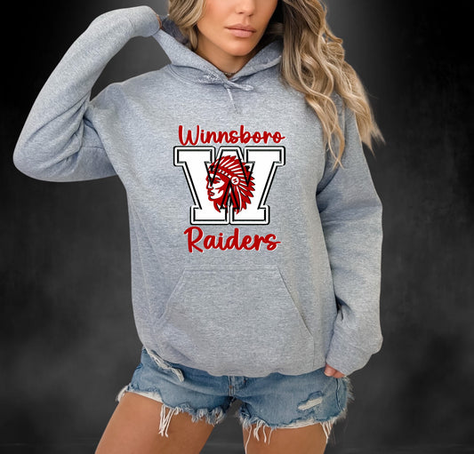 Winnsboro Unisex Red Raiders Hoodie - Follower Of Faith Apparel Sport-Grey-5XL