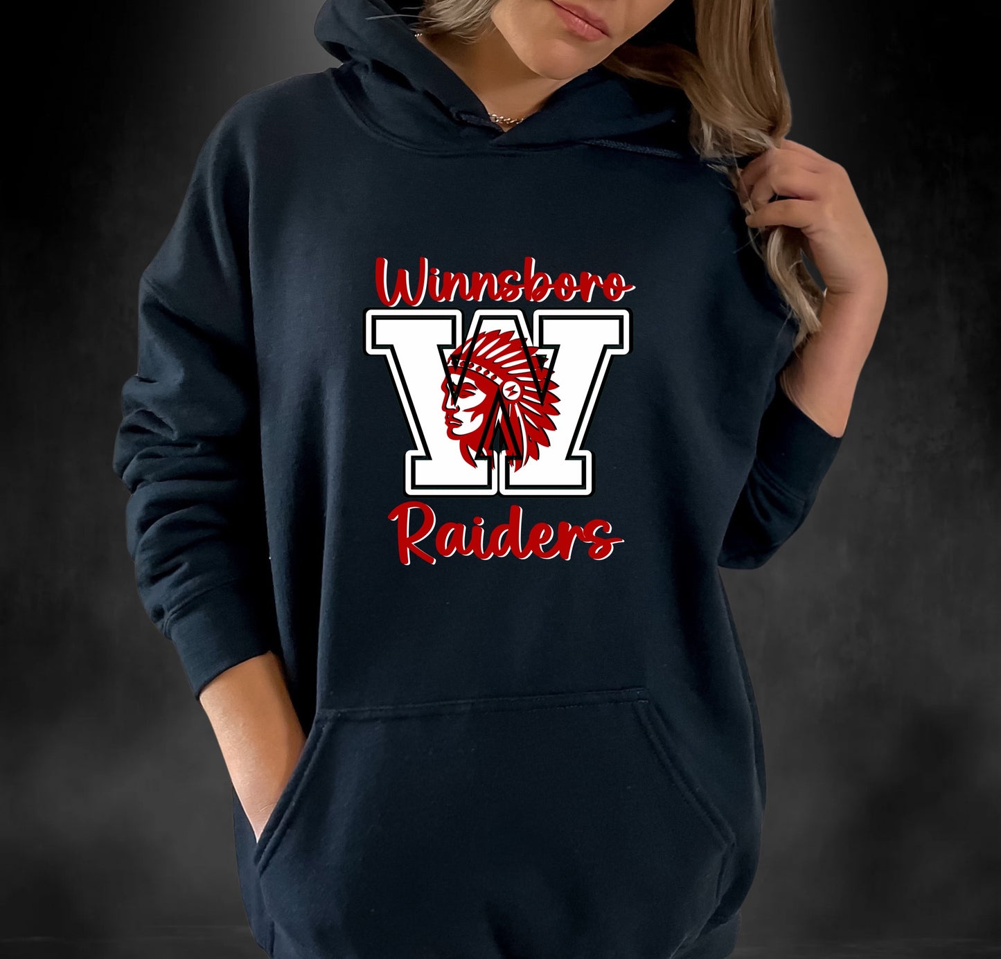 Winnsboro Unisex Red Raiders Hoodie - Follower Of Faith Apparel Black-5XL