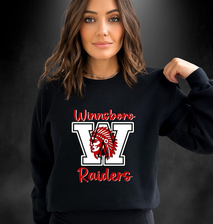 Winnsboro Raiders Head Sweatshirt - Follower Of Faith Apparel 3XL-Black