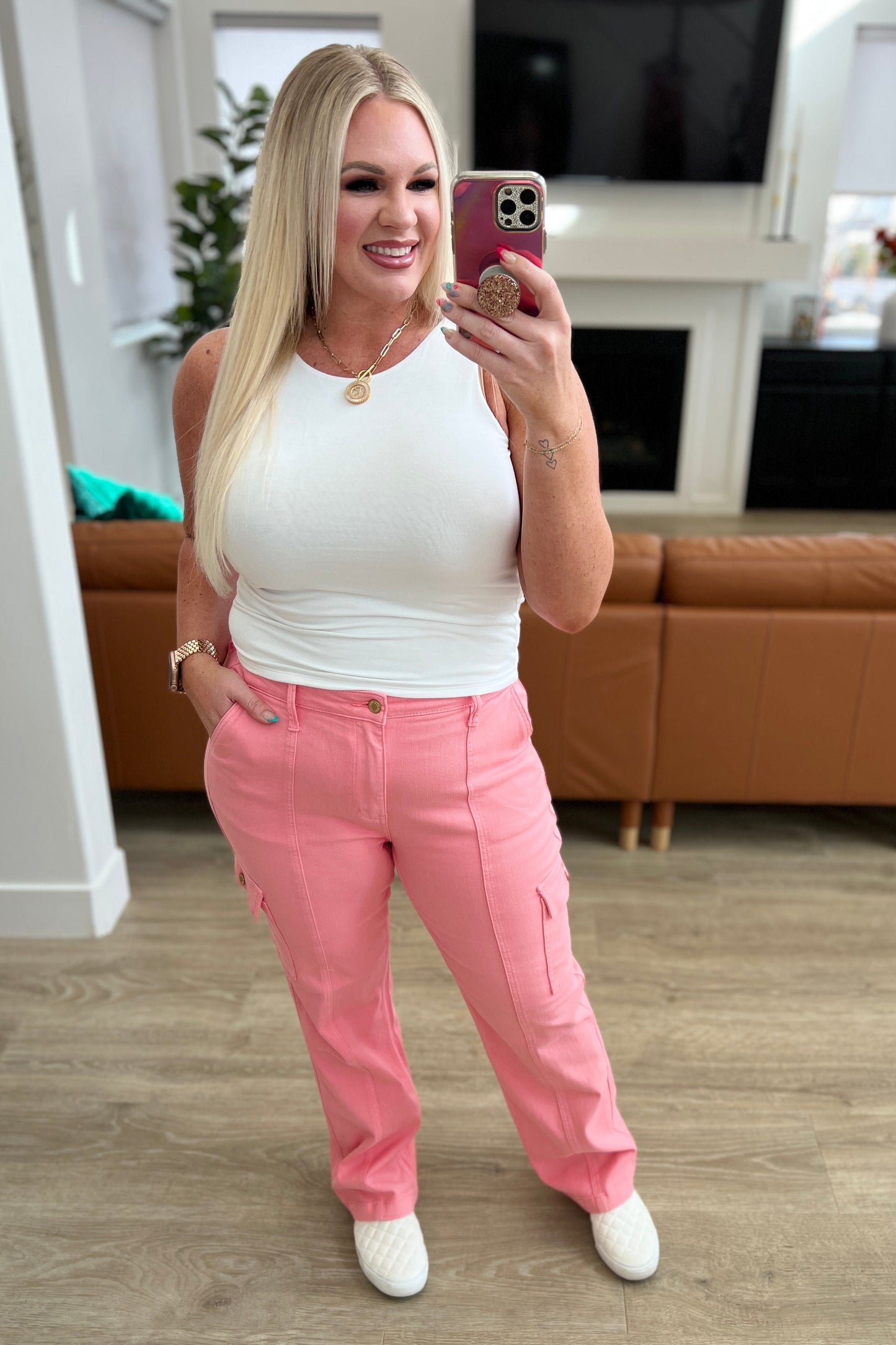 Peggy High Rise Cargo Straight Jeans in Pink - Premium Denim -  Follower Of Faith Apparel 0/24, 1/25, 11/30, 13/31, 14W, 15/32, 16W, 18W, 2-22-2024, 2-27-2024, 2-7-2024, 20W, 22W, 24W, 3/26, 5-22-2024, 5/27, 6-24-2024, 7/28, 8-26-2024, 88837, 9/29, Bottoms, Denim, flatrate, JB2-7-2024, JBAvailableNow, JBFlashSept24, Judy Blue, Krychele Shop our Christian T-Shirts & Apparel