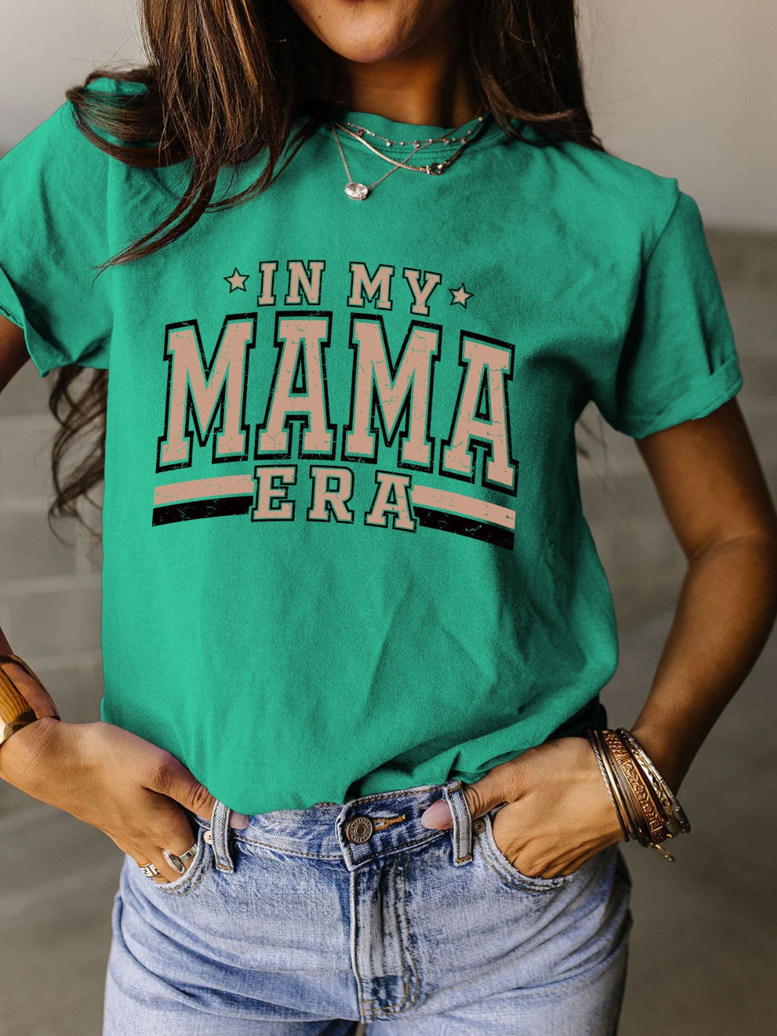 Full Size Letter Graphic Round Neck Short Sleeve T-Shirt - Premium Ladies T-Shirt -  Follower Of Faith Apparel boy mom tees, Girl mom tees, In my mama era, Mama apparel, Mama era, Mama tee, Mom era tee, mom mama apparel, mom tees, mothers day gift, Mothers day tshirt, new arrival, new arrivals, S.J.F.S, Sale, Ship From Overseas, Shirts for mom Shop our Christian T-Shirts & Apparel