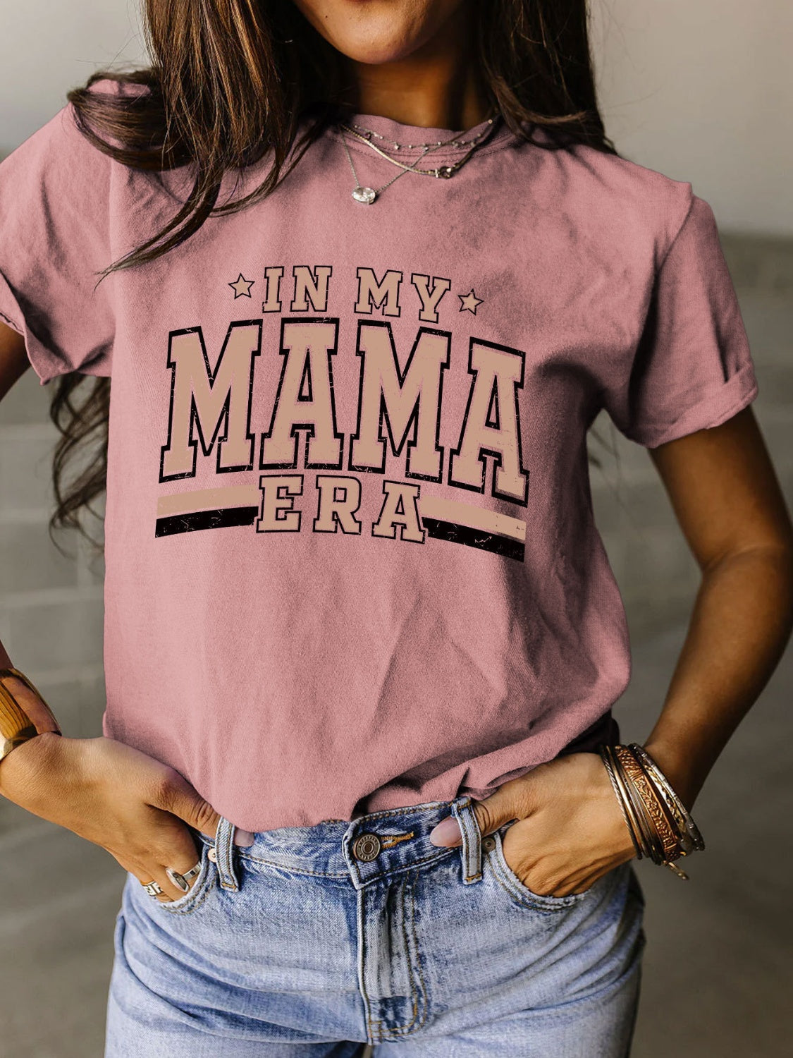 Full Size Letter Graphic Round Neck Short Sleeve T-Shirt - Premium Ladies T-Shirt -  Follower Of Faith Apparel boy mom tees, Girl mom tees, In my mama era, Mama apparel, Mama era, Mama tee, Mom era tee, mom mama apparel, mom tees, mothers day gift, Mothers day tshirt, new arrival, new arrivals, S.J.F.S, Sale, Ship From Overseas, Shirts for mom Shop our Christian T-Shirts & Apparel