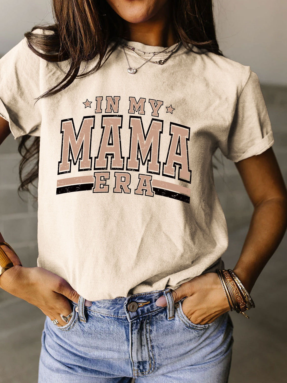 Full Size Letter Graphic Round Neck Short Sleeve T-Shirt - Premium Ladies T-Shirt -  Follower Of Faith Apparel boy mom tees, Girl mom tees, In my mama era, Mama apparel, Mama era, Mama tee, Mom era tee, mom mama apparel, mom tees, mothers day gift, Mothers day tshirt, new arrival, new arrivals, S.J.F.S, Sale, Ship From Overseas, Shirts for mom Shop our Christian T-Shirts & Apparel