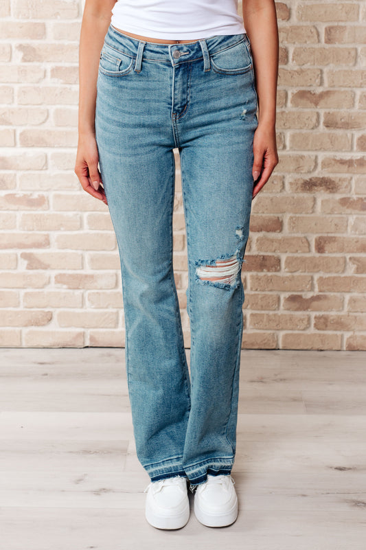 Isla Mid Rise Distressed Released Hem Bootcut Jeans - Premium Denim -  Follower Of Faith Apparel 0/24, 1/25, 11/30, 13/31, 14W, 15/32, 16W, 18W, 20W, 22W, 24W, 3/26, 5/27, 7-18-2024, 7-3-2024, 7/28, 88632, 9/29, Bottoms, Denim, flatrate, JB7-3-2024, JBAvailableNow, Judy Blue Shop our Christian T-Shirts & Apparel