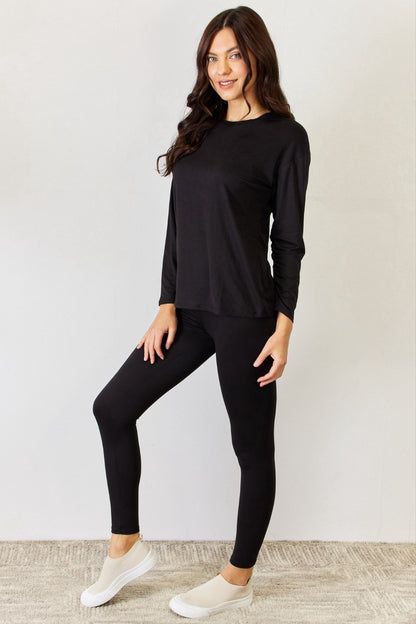 JULIA Long Sleeve T-Shirt and Leggings Set - Premium Ladies sets -  Follower Of Faith Apparel Active wear, Active wear shorts, Athletic shorts, Fast delivery, fast shipping, HUGE Sale, JULIA, new arrival, new arrivals, Running shorts, Sale, Ship from USA Shop our Christian T-Shirts & Apparel