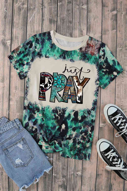 JUST PRAY Colorful Leopard Camo Ladies T-Shirt - Follower Of Faith Apparel