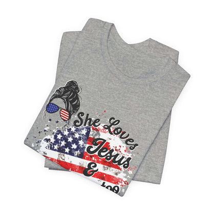 Jesus & America T-Shirt - Premium T-Shirt -  Follower Of Faith Apparel america, american flag, Casual Wear, Christian Apparel, faith, Fourth of July, Independence day, jesus, Jesus & America T-Shirt, ladies, Ladies T-Shirt, loves, new arrivals, Sale, shirt, USA, womens fourth of july outfit Shop our Christian T-Shirts & Apparel