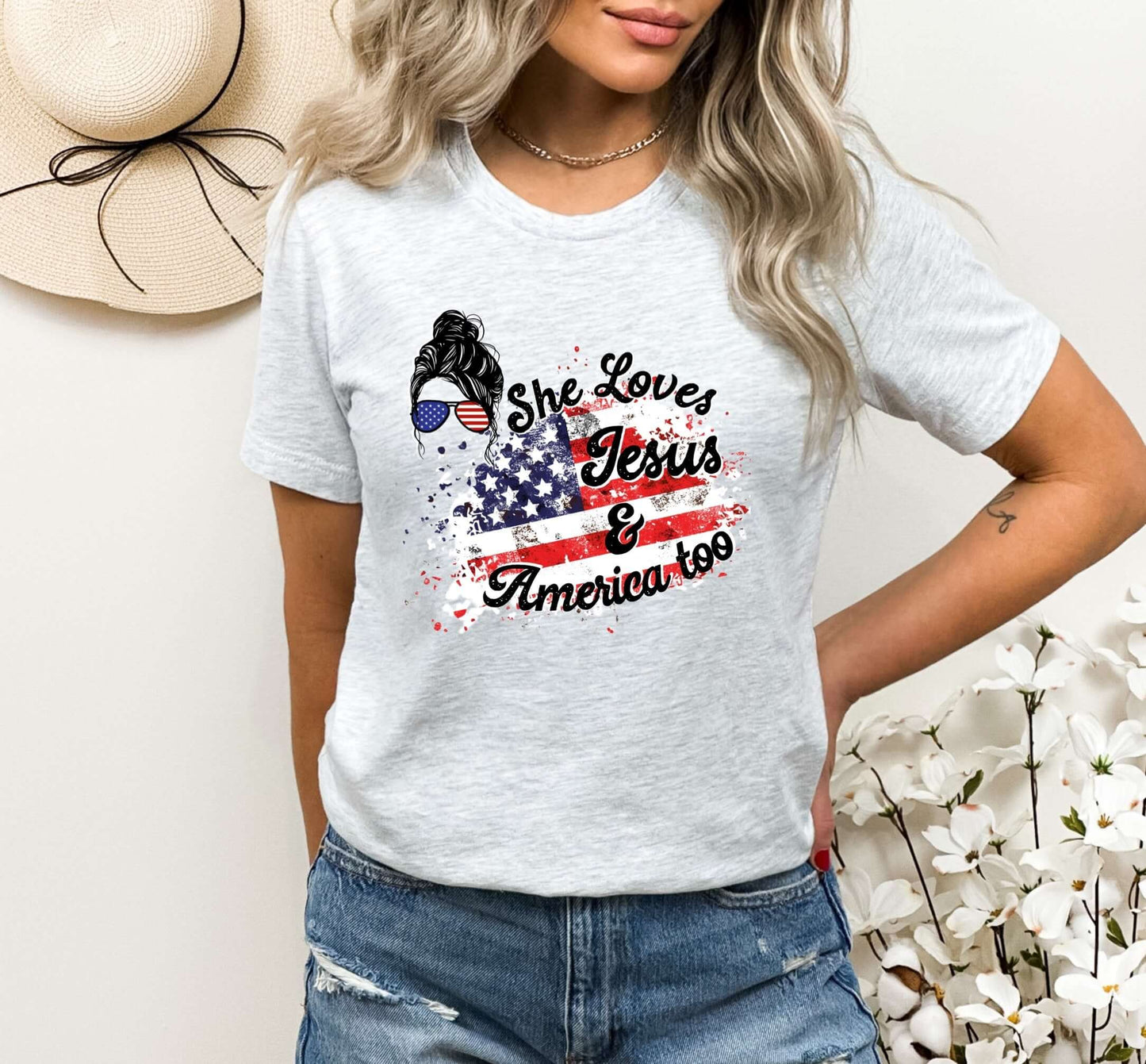 Jesus & America T-Shirt - Premium T-Shirt -  Follower Of Faith Apparel america, american flag, Casual Wear, Christian Apparel, faith, Fourth of July, Independence day, jesus, Jesus & America T-Shirt, ladies, Ladies T-Shirt, loves, new arrivals, Sale, shirt, USA, womens fourth of july outfit Shop our Christian T-Shirts & Apparel