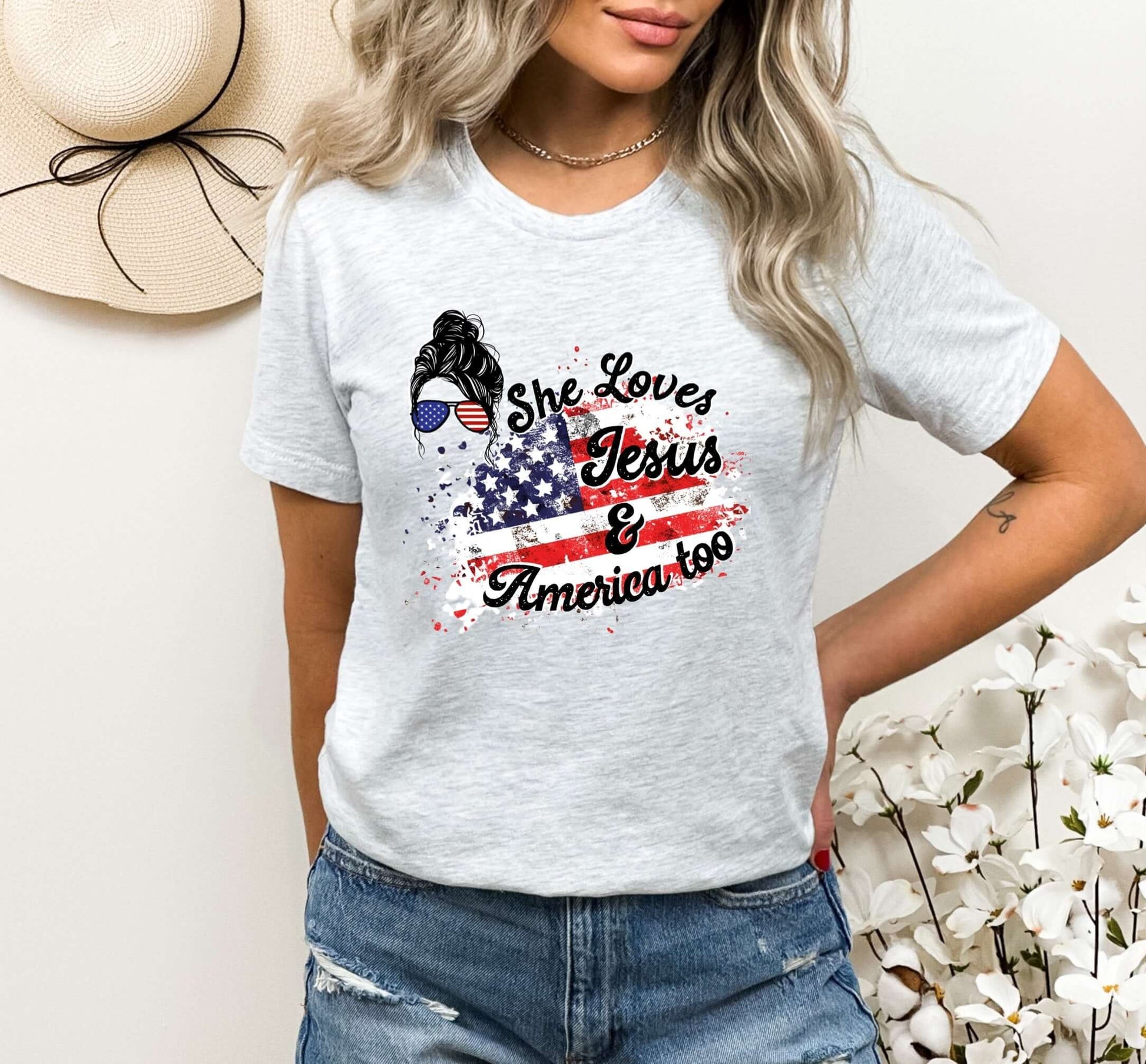 Jesus & America T-Shirt - Premium T-Shirt -  Follower Of Faith Apparel america, american flag, Casual Wear, Christian Apparel, faith, Fourth of July, Independence day, jesus, Jesus & America T-Shirt, ladies, Ladies T-Shirt, loves, new arrivals, Sale, shirt, USA, womens fourth of july outfit Shop our Christian T-Shirts & Apparel