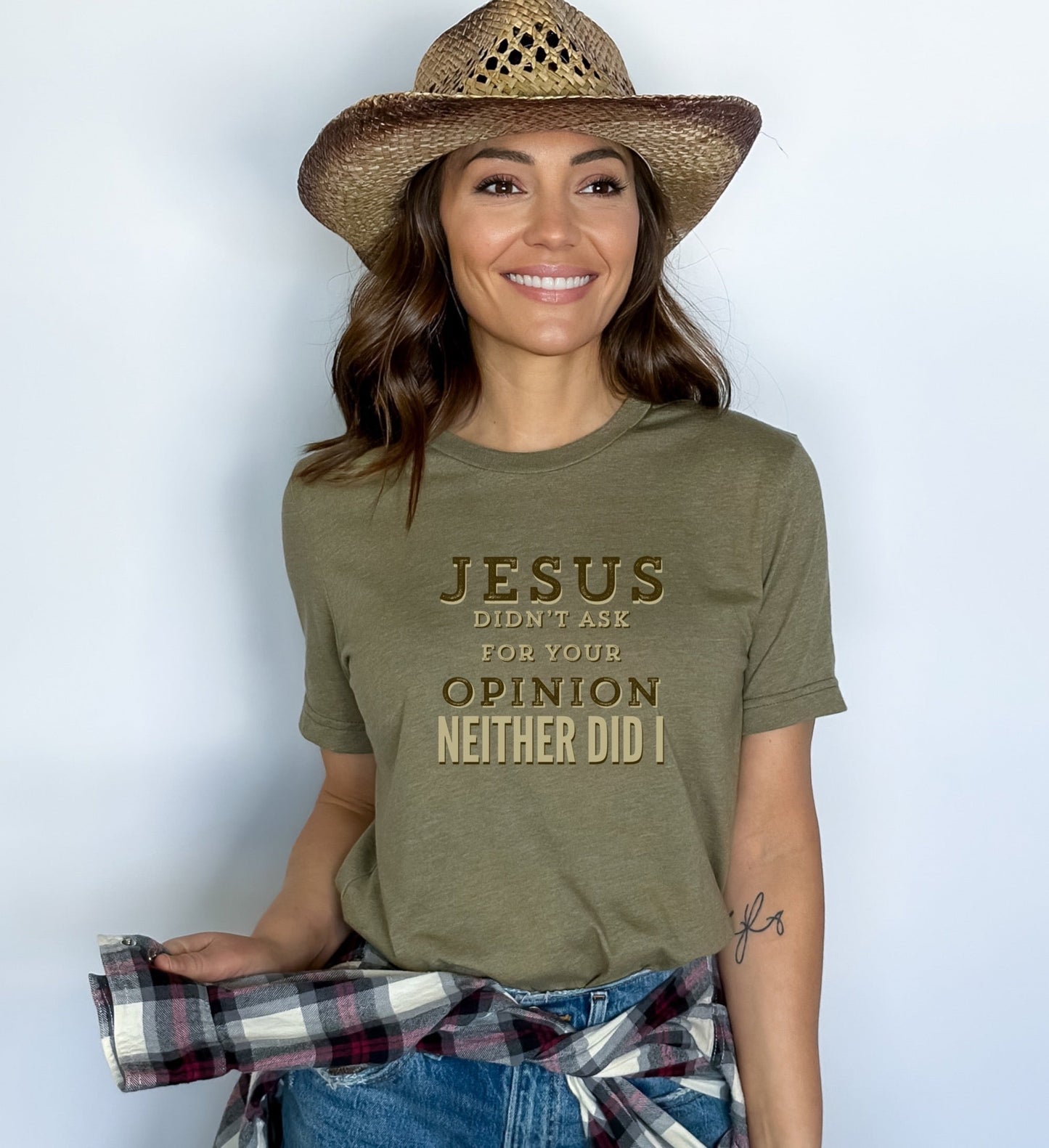 Jesus Didn't Ask For Your Opinion Ladies T-Shirt - Premium Ladies T-Shirt -  Follower Of Faith ApparelChristian T Shirts, Cotton, Crew neck, funny Christian tees, Jesus didn't ask for your opinion nor did I t shirt, ladies Christian t shirts, ladies Short sleeve, Regular fit, T-shirts, Unisex, women's Christian t shirts, Women's Clothing, Women’s Christian t shirts Shop our Christian T-Shirts & Apparel