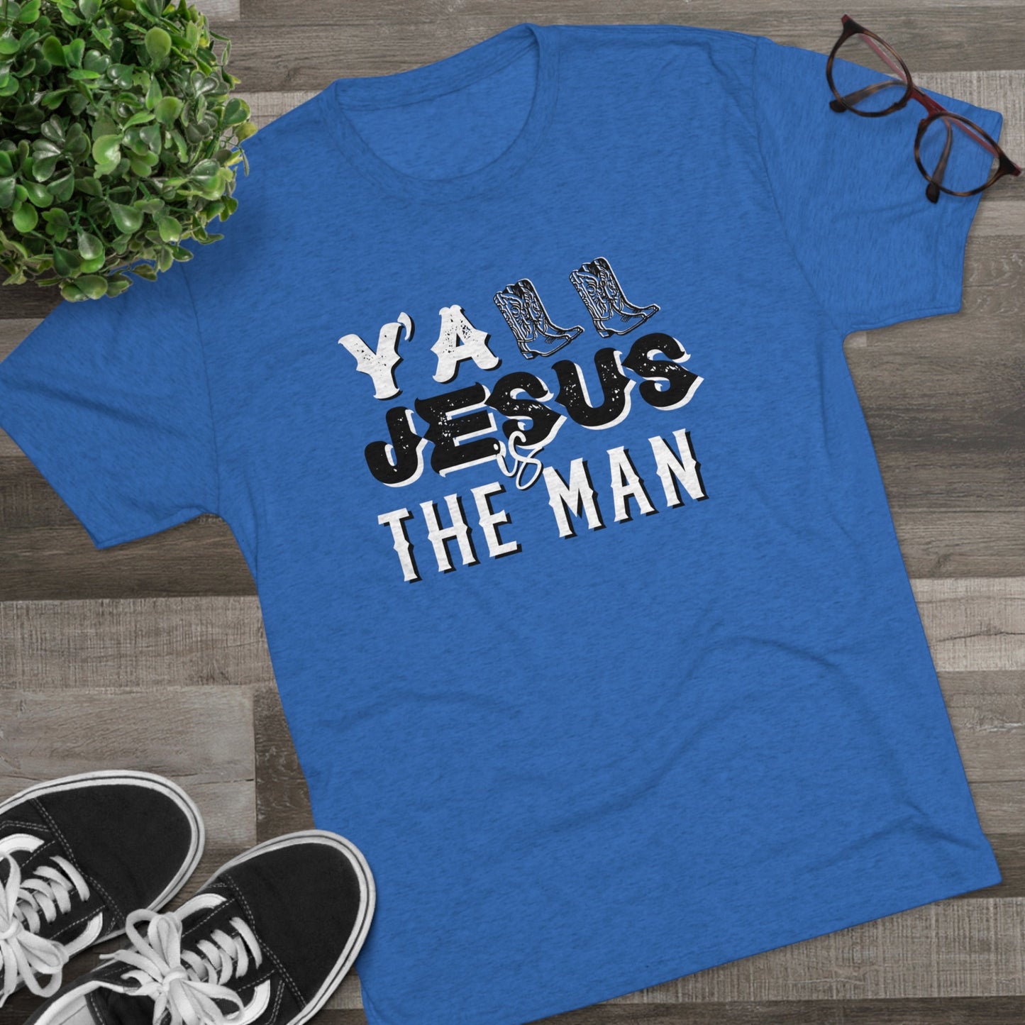 Jesus Is The Man Ladies Short Sleeve Tri-Blen Tee - Premium T-Shirt -  Follower Of Faith Apparelcowgirl life, Crew neck, DTG, Jesus is the man tee, Ladies Christian t shirt, Ladies Christian vintage t shirts, Ladies Jesus t shirts, Ladies short sleeve, Ladies vintage t shirts, Regular fit, T-shirts Shop our Christian T-Shirts & Apparel