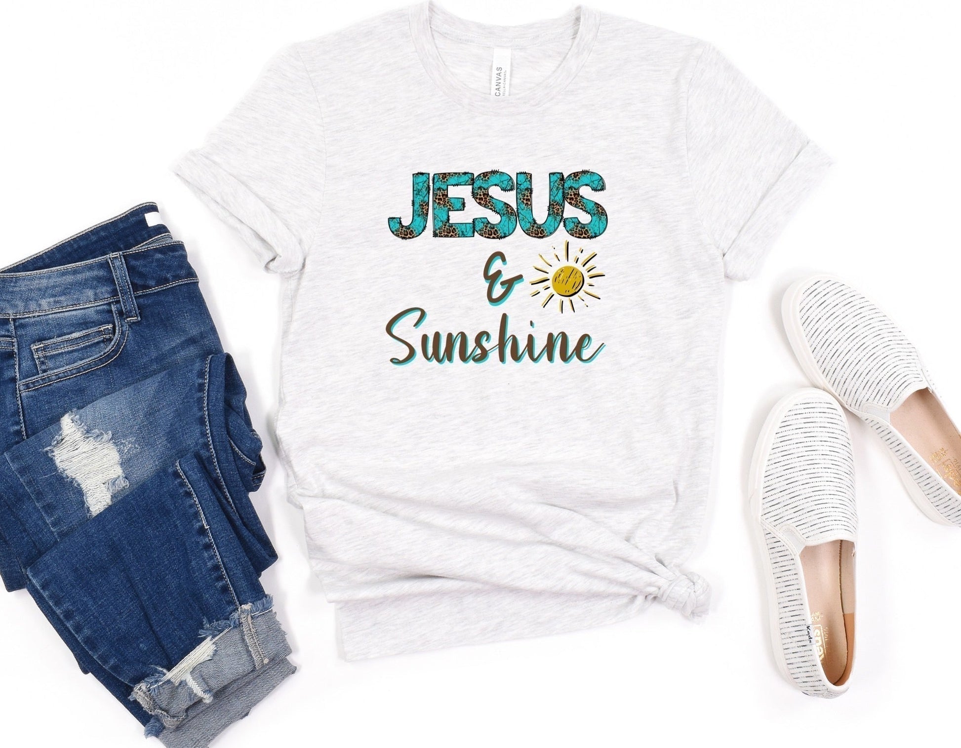 Jesus & Sunshine Ladies Short Sleeve Tee{{ shop.domain }PrintifyChristian  shirts for women, Christian T shirt, Christian T shirt for women, Christian t shirts for 