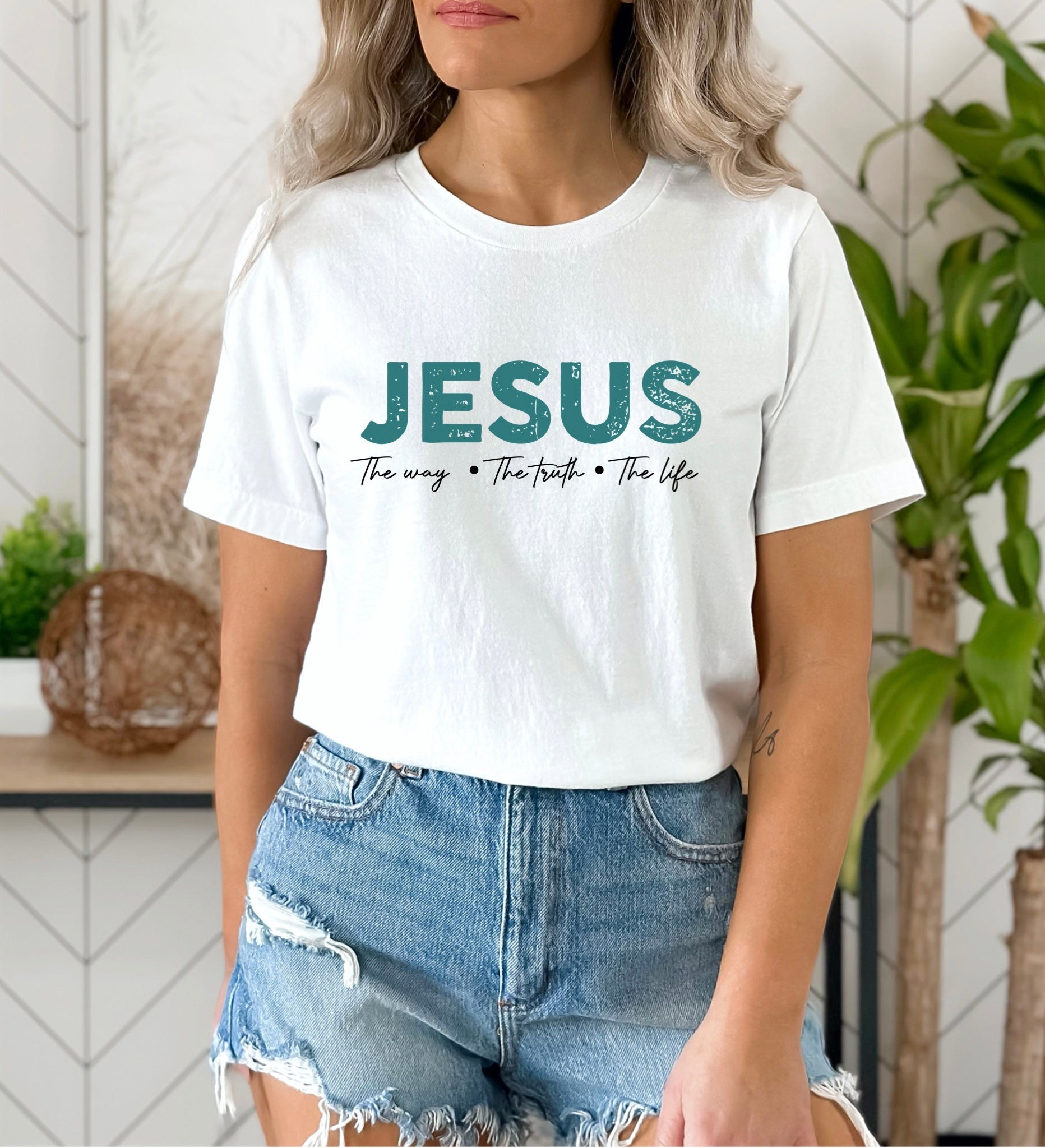 Jesus The Way, The Truth, The Life Tee - Premium Ladies T-Shirt -  Follower Of Faith ApparelChristian apparel, Christian T shirt, Cotton, Crew neck, DTG, faith apparel, Faith tees, Jesus is the way the truth the life tee, ladies Short sleeve, Men's Clothing, Neck Labels, Regular fit, Sale, T-shirts, Unisex, Women's Clothing Shop our Christian T-Shirts & Apparel