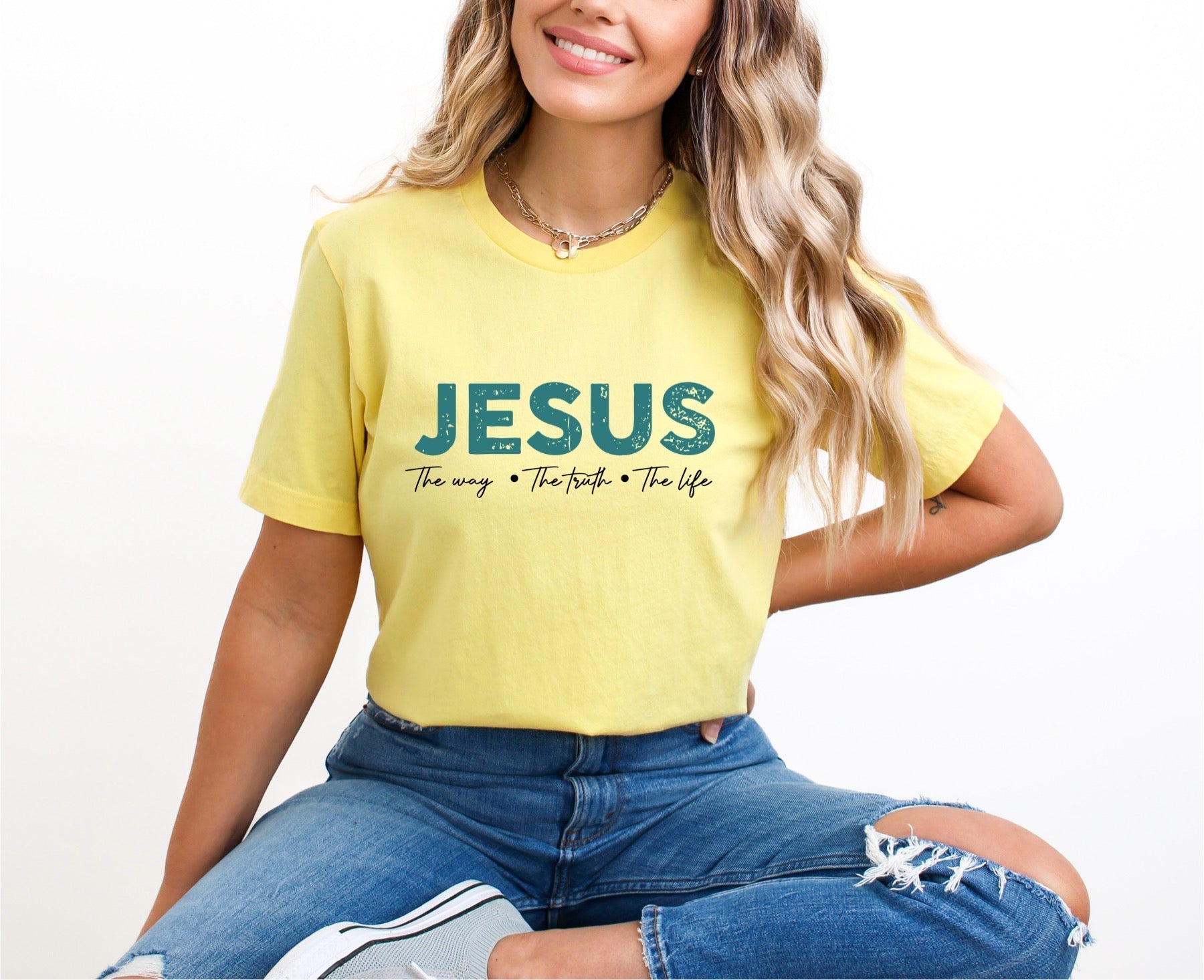 Jesus The Way, The Truth, The Life Tee - Premium Ladies T-Shirt -  Follower Of Faith ApparelChristian apparel, Christian T shirt, Cotton, Crew neck, DTG, faith apparel, Faith tees, Jesus is the way the truth the life tee, ladies Short sleeve, Men's Clothing, Neck Labels, Regular fit, Sale, T-shirts, Unisex, Women's Clothing Shop our Christian T-Shirts & Apparel