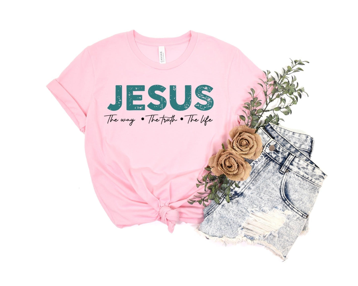 Jesus The Way, The Truth, The Life Tee - Premium Ladies T-Shirt -  Follower Of Faith ApparelChristian apparel, Christian T shirt, Cotton, Crew neck, DTG, faith apparel, Faith tees, Jesus is the way the truth the life tee, ladies Short sleeve, Men's Clothing, Neck Labels, Regular fit, Sale, T-shirts, Unisex, Women's Clothing Shop our Christian T-Shirts & Apparel