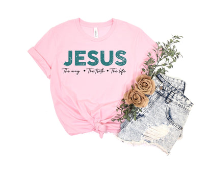 Jesus The Way, The Truth, The Life Tee - Premium Ladies T-Shirt -  Follower Of Faith ApparelChristian apparel, Christian T shirt, Cotton, Crew neck, DTG, faith apparel, Faith tees, Jesus is the way the truth the life tee, ladies Short sleeve, Men's Clothing, Neck Labels, Regular fit, Sale, T-shirts, Unisex, Women's Clothing Shop our Christian T-Shirts & Apparel