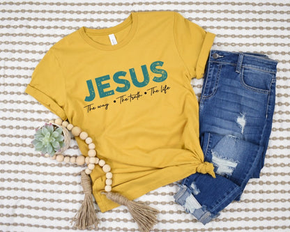 Jesus The Way, The Truth, The Life Tee - Premium Ladies T-Shirt -  Follower Of Faith ApparelChristian apparel, Christian T shirt, Cotton, Crew neck, DTG, faith apparel, Faith tees, Jesus is the way the truth the life tee, ladies Short sleeve, Men's Clothing, Neck Labels, Regular fit, Sale, T-shirts, Unisex, Women's Clothing Shop our Christian T-Shirts & Apparel