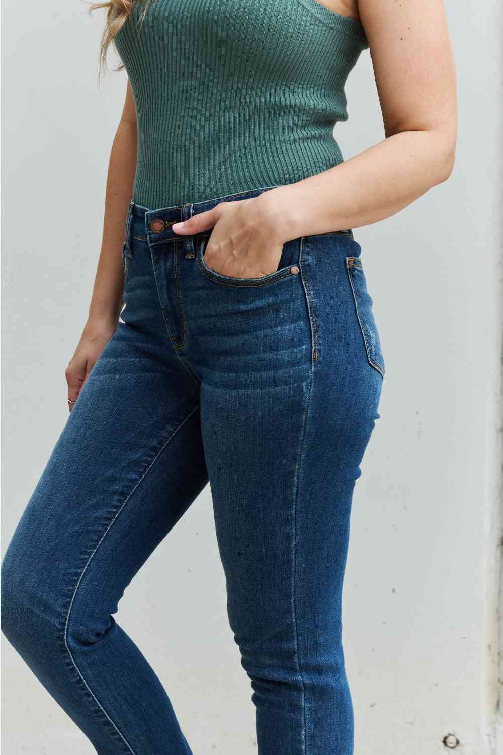 Judy Blue Aila Regular Full Size Mid Rise Cropped Relax Fit Jeans - Premium Jeans -  Follower Of Faith Apparel Black Friday, denim jeans, Judy Blue, Judy blue jeans, Judy blue regular fit, Ship from USA Shop our Christian T-Shirts & Apparel