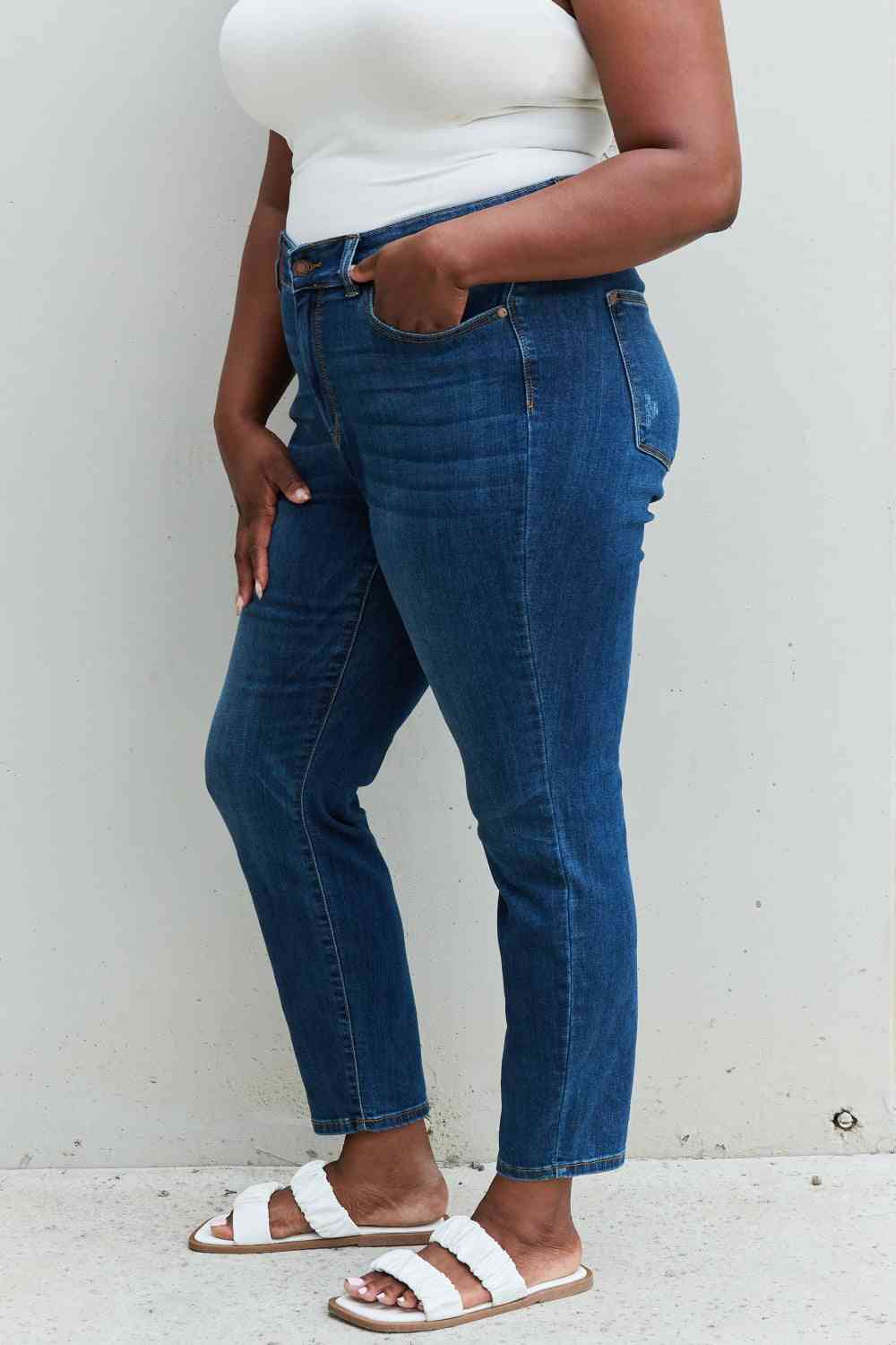 Judy Blue Aila Regular Full Size Mid Rise Cropped Relax Fit Jeans - Premium Jeans -  Follower Of Faith Apparel Black Friday, denim jeans, Judy Blue, Judy blue jeans, Judy blue regular fit, Ship from USA Shop our Christian T-Shirts & Apparel