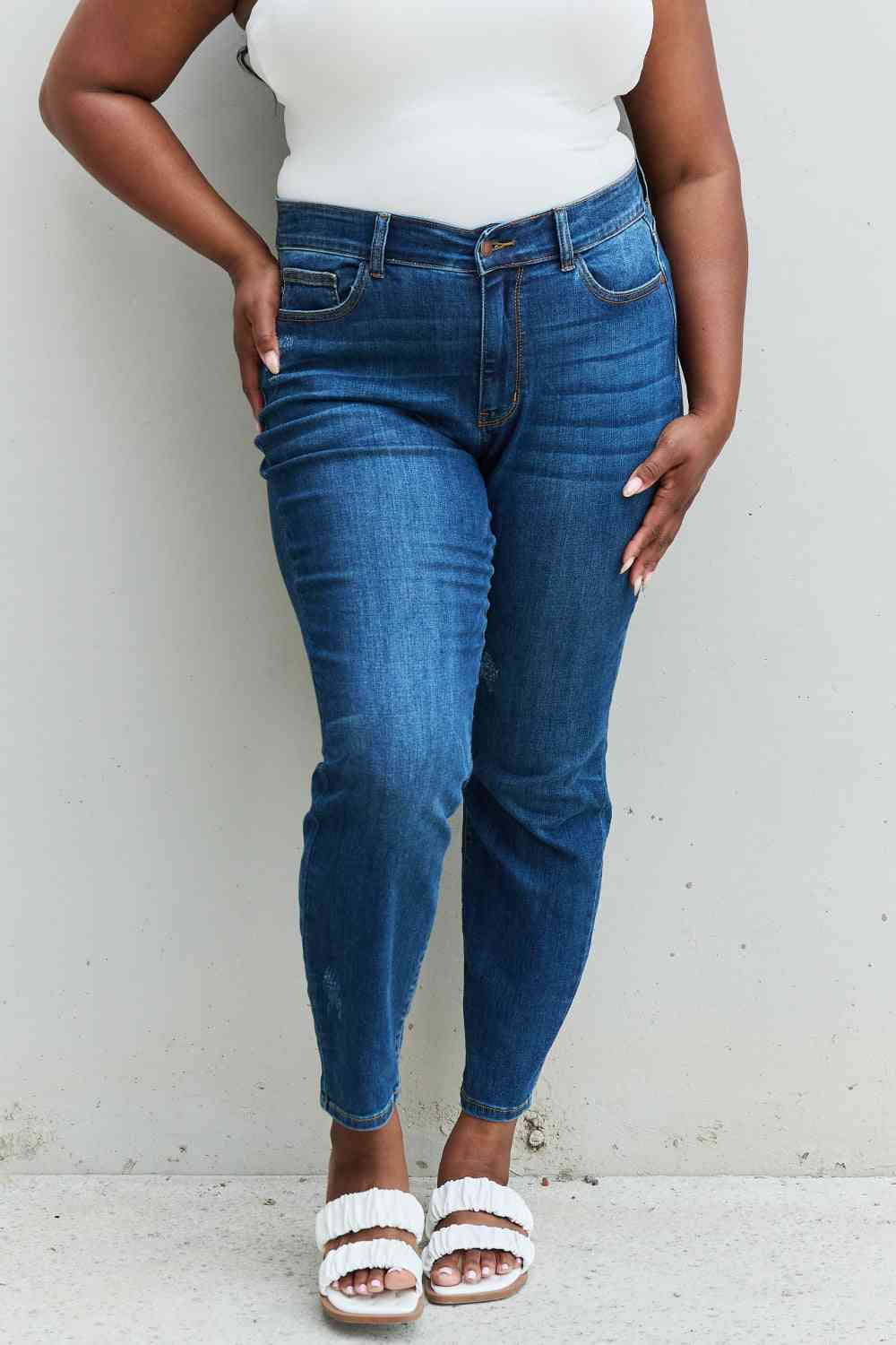 Judy Blue Aila Regular Full Size Mid Rise Cropped Relax Fit Jeans - Premium Jeans -  Follower Of Faith Apparel Black Friday, denim jeans, Judy Blue, Judy blue jeans, Judy blue regular fit, Ship from USA Shop our Christian T-Shirts & Apparel