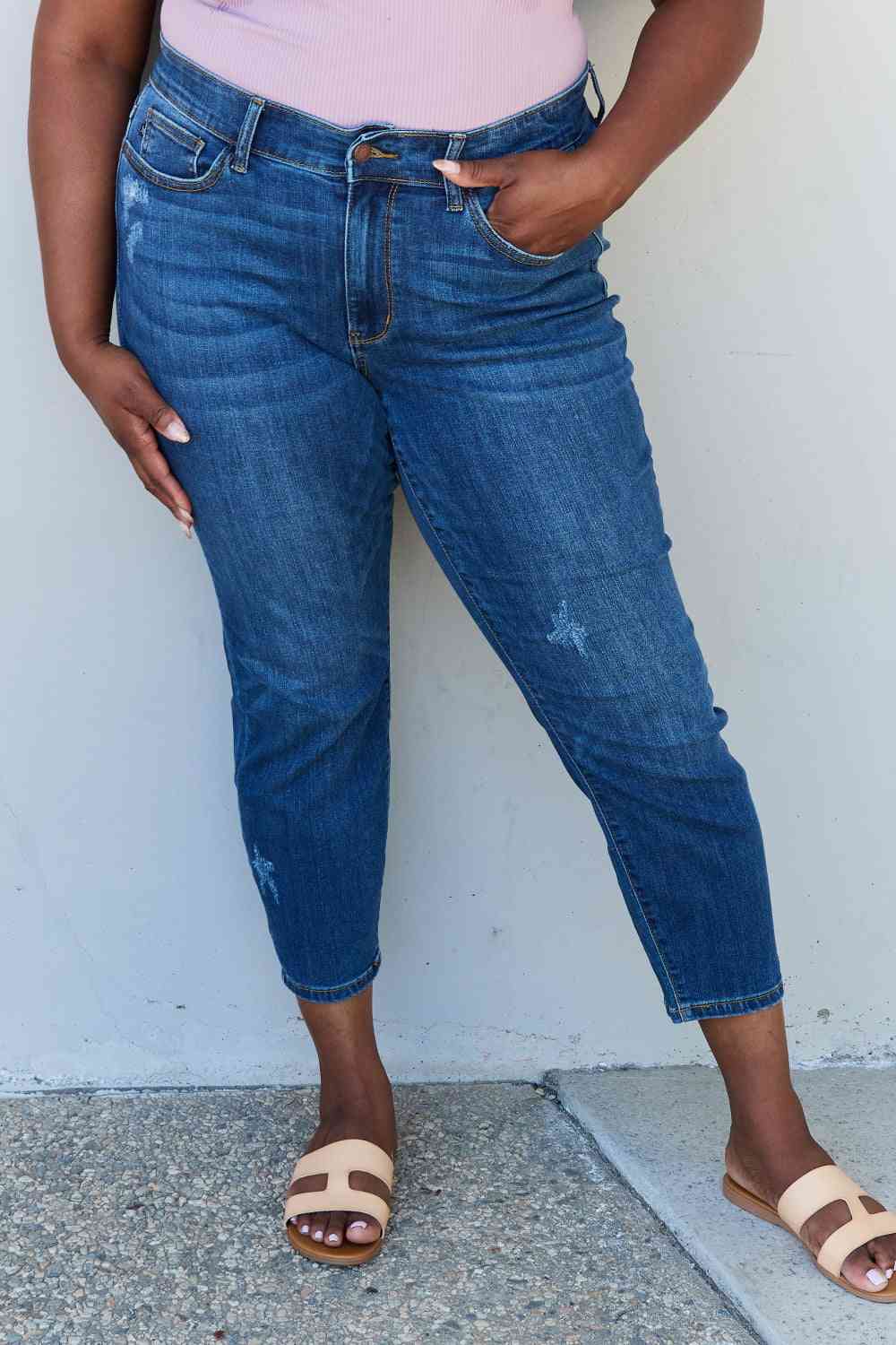 Judy Blue Aila Short Full Size Mid Rise Cropped Relax Fit Jeans - Premium Jeans -  Follower Of Faith Apparel Black Friday, denim jeans, Judy Blue, Judy blue aila short jeans, midrise, Ship from USA Shop our Christian T-Shirts & Apparel