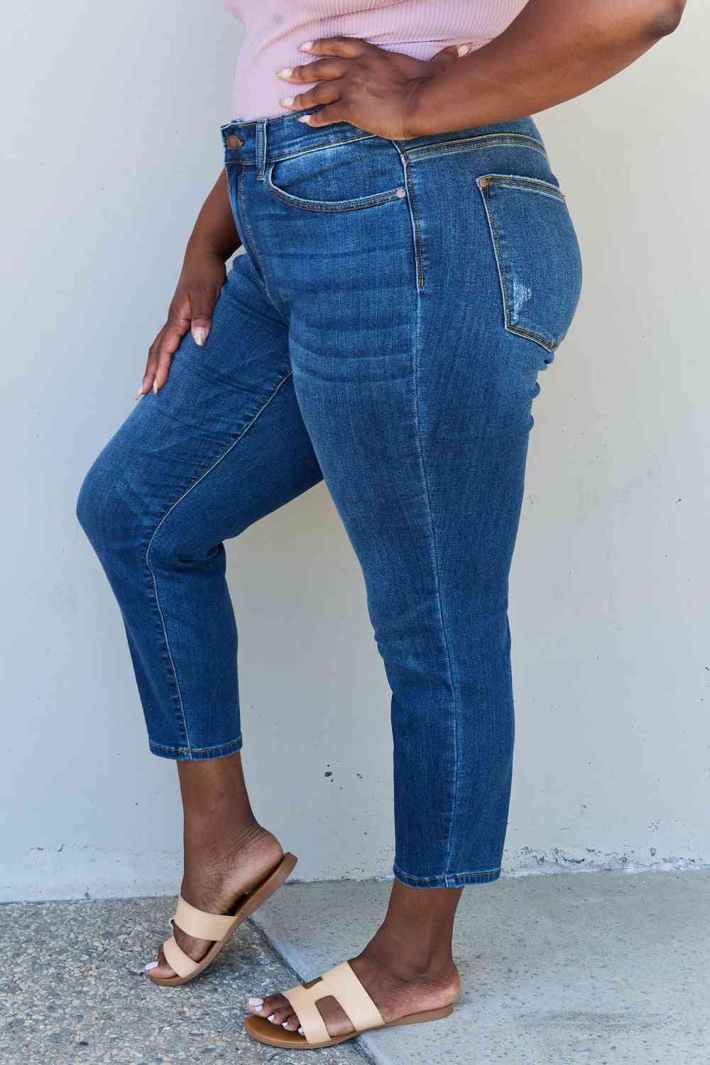 Judy Blue Aila Short Full Size Mid Rise Cropped Relax Fit Jeans - Premium Jeans -  Follower Of Faith Apparel Black Friday, denim jeans, Judy Blue, Judy blue aila short jeans, midrise, Ship from USA Shop our Christian T-Shirts & Apparel