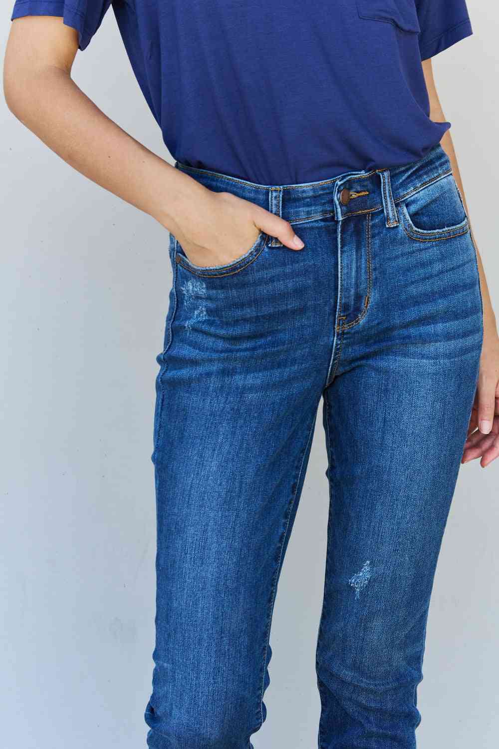 Judy Blue Aila Short Full Size Mid Rise Cropped Relax Fit Jeans - Premium Jeans -  Follower Of Faith Apparel Black Friday, denim jeans, Judy Blue, Judy blue aila short jeans, midrise, Ship from USA Shop our Christian T-Shirts & Apparel