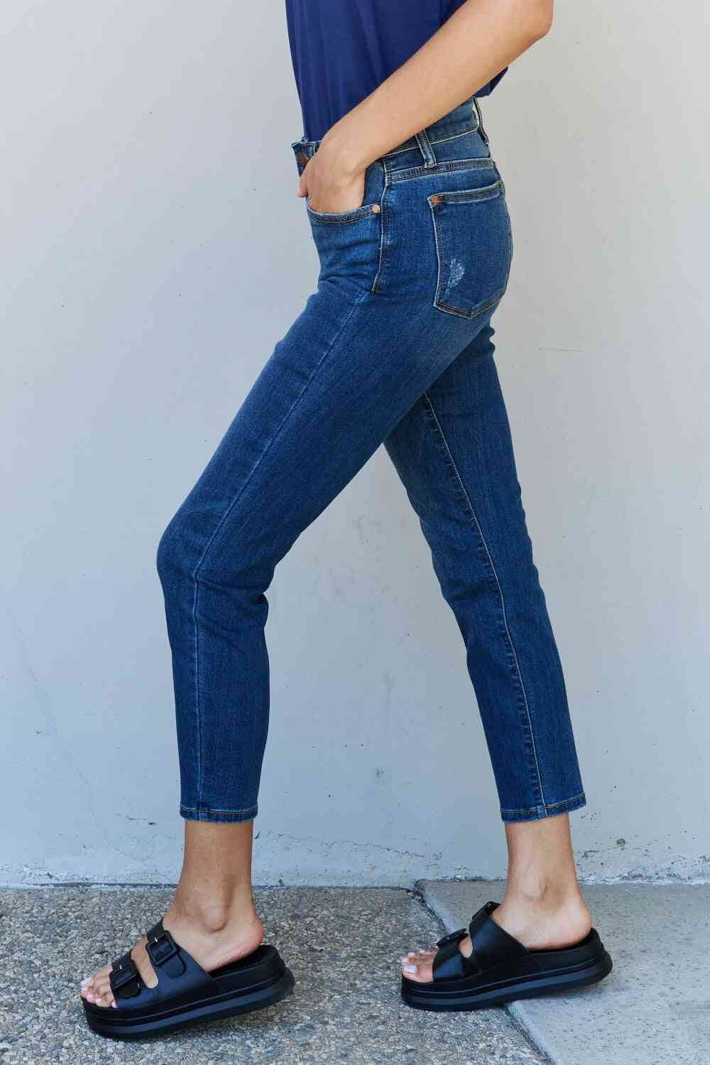 Judy Blue Aila Short Full Size Mid Rise Cropped Relax Fit Jeans - Premium Jeans -  Follower Of Faith Apparel Black Friday, denim jeans, Judy Blue, Judy blue aila short jeans, midrise, Ship from USA Shop our Christian T-Shirts & Apparel