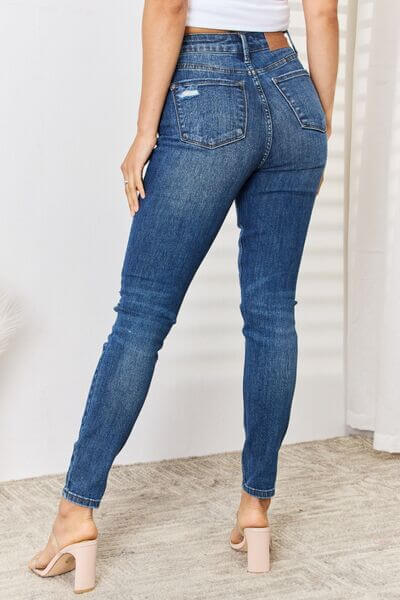 Judy Blue Bailey High Waist Distressed Slim Jeans{{ shop.domain }Trendsidenim distressed jeans, distressed, distressed jeans, JB Judy Blue, Judy Blue, Judy blue distressed,