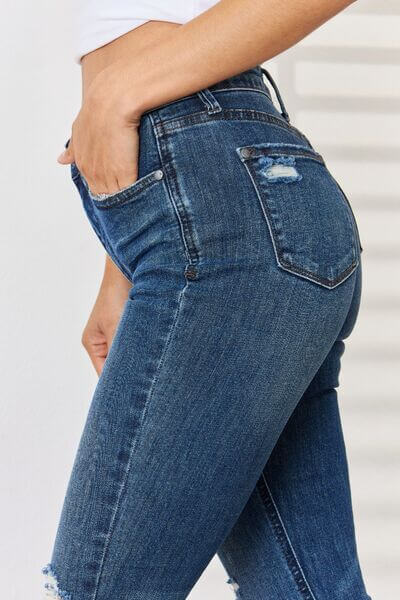 Judy Blue Bailey High Waist Distressed Slim Jeans{{ shop.domain }Trendsidenim distressed jeans, distressed, distressed jeans, JB Judy Blue, Judy Blue, Judy blue distressed,