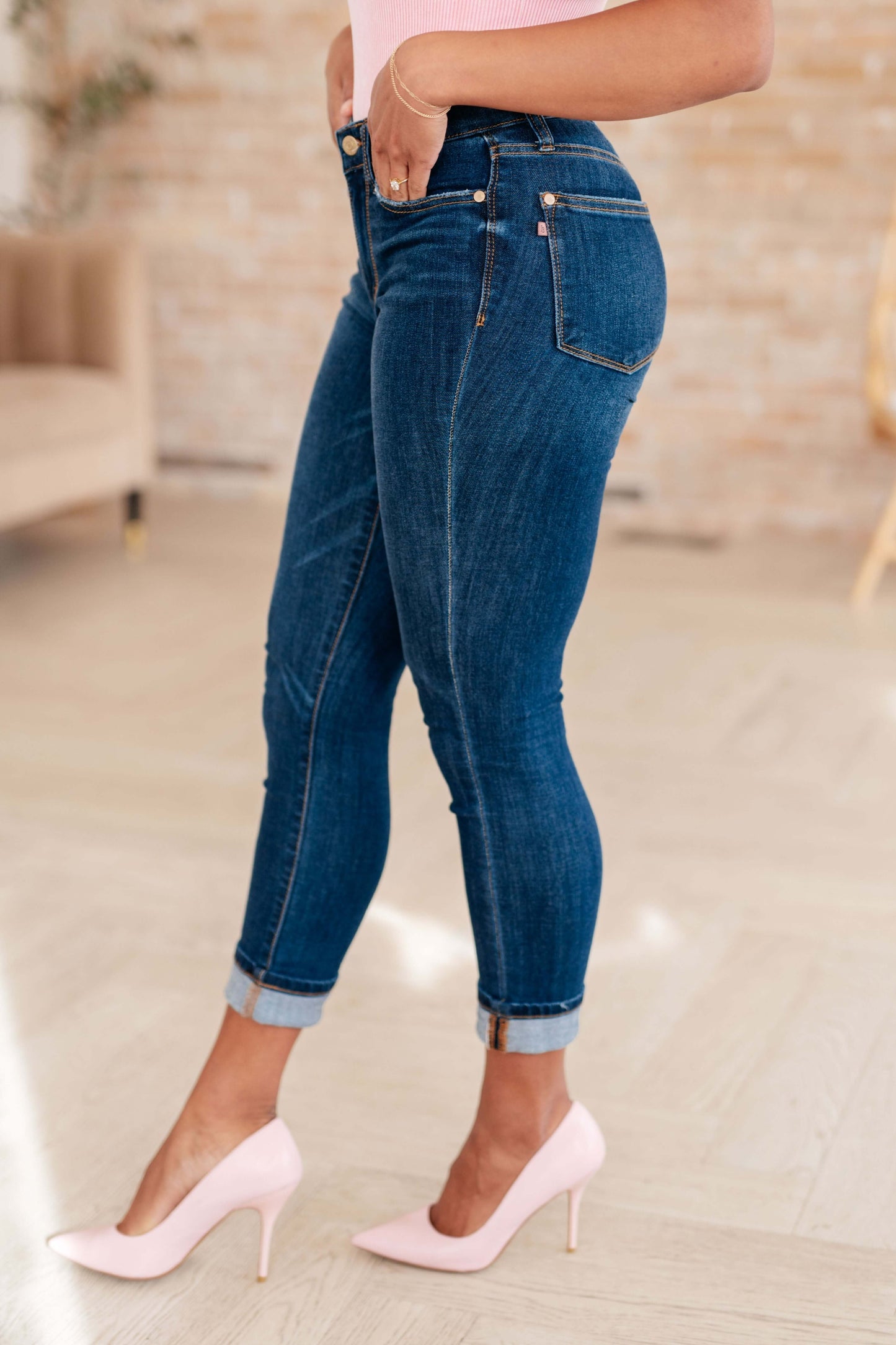 Judy Blue Bette Mid Rise Vintage Cuffed Skinny Capri - Premium Ladies jeans -  Follower Of Faith Apparel 0/24, 1-31-2024, 1/25, 11/30, 13/31, 14W, 15/32, 16W, 18W, 2-15-2024, 2-20-2024, 2-22-2024, 2-23-2024, 20W, 22W, 24W, 3-14-2024, 3-15-2024, 3-21-2024, 3/26, 5/27, 7/28, 72115, 9/29, Bottoms, Denim, flatrate, JB Judy Blue, JB1-31-2024, JBAvailableNow, Judy Blue, Judy blue capri, Judy blue crop, Judy blue cuff, Ladies denim, Ladies Jeans, Sale Shop our Christian T-Shirts & Apparel