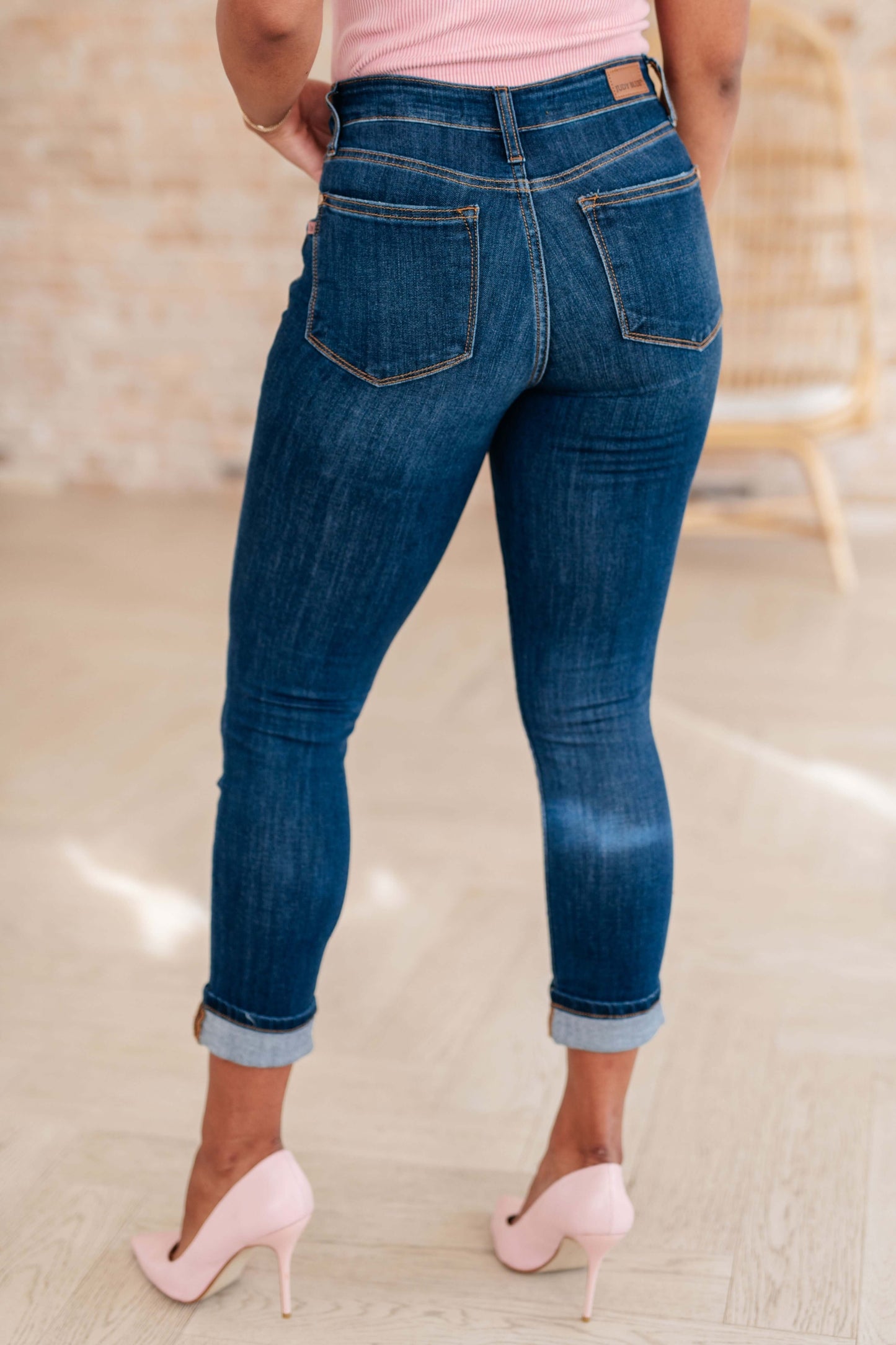 Judy Blue Bette Mid Rise Vintage Cuffed Skinny Capri - Premium Ladies jeans -  Follower Of Faith Apparel 0/24, 1-31-2024, 1/25, 11/30, 13/31, 14W, 15/32, 16W, 18W, 2-15-2024, 2-20-2024, 2-22-2024, 2-23-2024, 20W, 22W, 24W, 3-14-2024, 3-15-2024, 3-21-2024, 3-29-2024, 3/26, 5/27, 7/28, 72115, 9/29, Bottoms, Denim, flatrate, JB Judy Blue, JB1-31-2024, JBAvailableNow, Judy Blue, Judy blue capri, Judy blue crop, Judy blue cuff, Ladies denim, Ladies Jeans, Sale Shop our Christian T-Shirts & Apparel