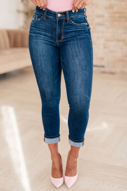 Judy Blue Bette Mid Rise Vintage Cuffed Skinny Capri - Premium Ladies jeans -  Follower Of Faith Apparel 0/24, 1-31-2024, 1/25, 11/30, 13/31, 14W, 15/32, 16W, 18W, 2-15-2024, 2-20-2024, 2-22-2024, 2-23-2024, 20W, 22W, 24W, 3-14-2024, 3-15-2024, 3-21-2024, 3-29-2024, 3/26, 5/27, 7/28, 72115, 9/29, Bottoms, Denim, flatrate, JB Judy Blue, JB1-31-2024, JBAvailableNow, Judy Blue, Judy blue capri, Judy blue crop, Judy blue cuff, Ladies denim, Ladies Jeans, Sale Shop our Christian T-Shirts & Apparel