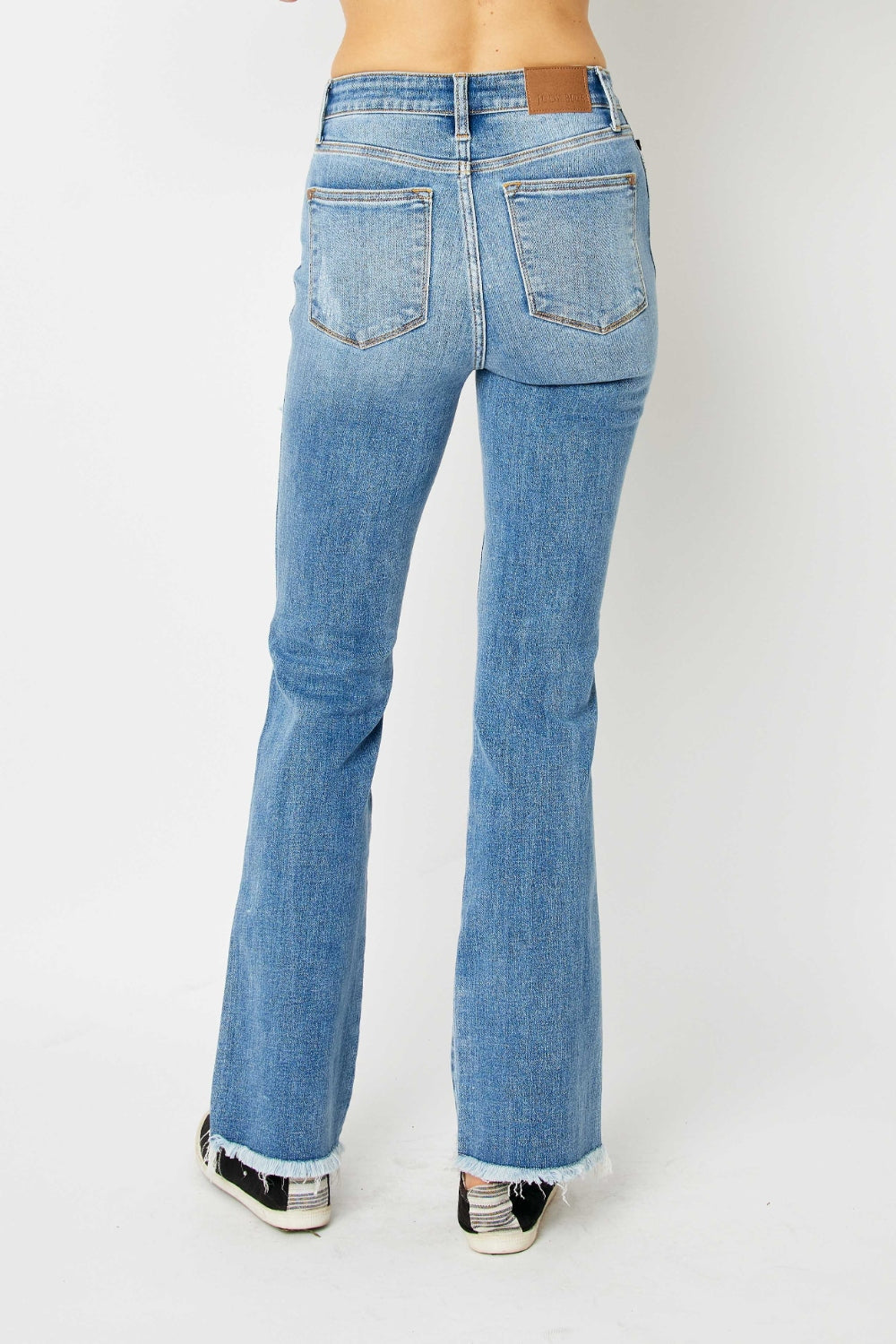 Judy Blue Chic Distressed Raw Hem Bootcut Jeans - Premium Ladies jeans -  Follower Of Faith Apparel best seller Judy blue, boot cut, Destroyed judy blue jeans, JB Judy Blue, Judy Blue, Judy blue raw hem pants, new arrival, new arrivals, Sale, Ship from USA Shop our Christian T-Shirts & Apparel