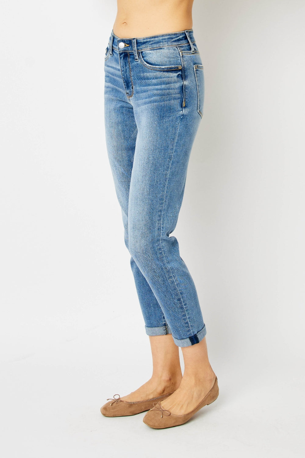 Judy Blue Cuffed Hem Slim Jeans - Premium Ladies jeans -  Follower Of Faith Apparel best seller Judy blue, Fast delivery, fast shipping, JB Judy Blue, Judy Blue, Judy blue button fly, Judy blue capri, Judy blue cuff, Judy Blue Jeans, Judy blue slim, Ladies Jeans, new arrival, new arrivals, Sale, Ship from USA, womens jeans, Womens Judy Blue, Womens slim jeans, Womens spring jeans Shop our Christian T-Shirts & Apparel