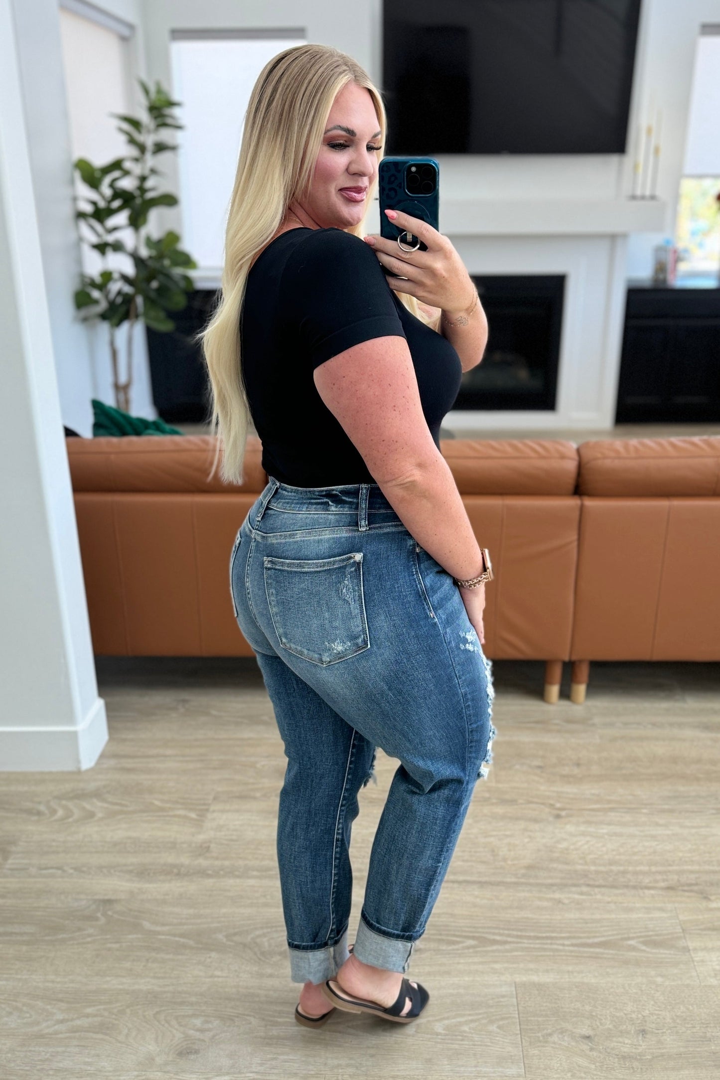 Judy Blue Danny Mid Rise Cuffed Destroyed Boyfriend Jeans - Premium Ladies jeans -  Follower Of Faith Apparel 0/24, 1/25, 10-3-2023, 11/30, 13/31, 14W, 15/32, 16W, 18W, 20W, 22W, 24W, 3/26, 5/27, 7/28, 9-13-2023, 9-28-2023, 9/29, Bottoms, Denim, flatrate, JB Judy Blue, JB6-19-2024, JB9-13-2023, JBAvailableNow, Jeans, Judy Blue, Judy Blue Jeans, Restocks Shop our Christian T-Shirts & Apparel