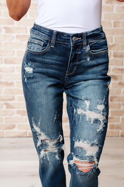 Judy Blue Danny Mid Rise Cuffed Destroyed Boyfriend Jeans - Premium Ladies jeans -  Follower Of Faith Apparel 0/24, 1/25, 10-3-2023, 11/30, 13/31, 14W, 15/32, 16W, 18W, 20W, 22W, 24W, 3/26, 5/27, 7/28, 9-13-2023, 9-28-2023, 9/29, Bottoms, Denim, flatrate, JB Judy Blue, JB6-19-2024, JB9-13-2023, JBAvailableNow, Jeans, Judy Blue, Judy Blue Jeans, Restocks Shop our Christian T-Shirts & Apparel